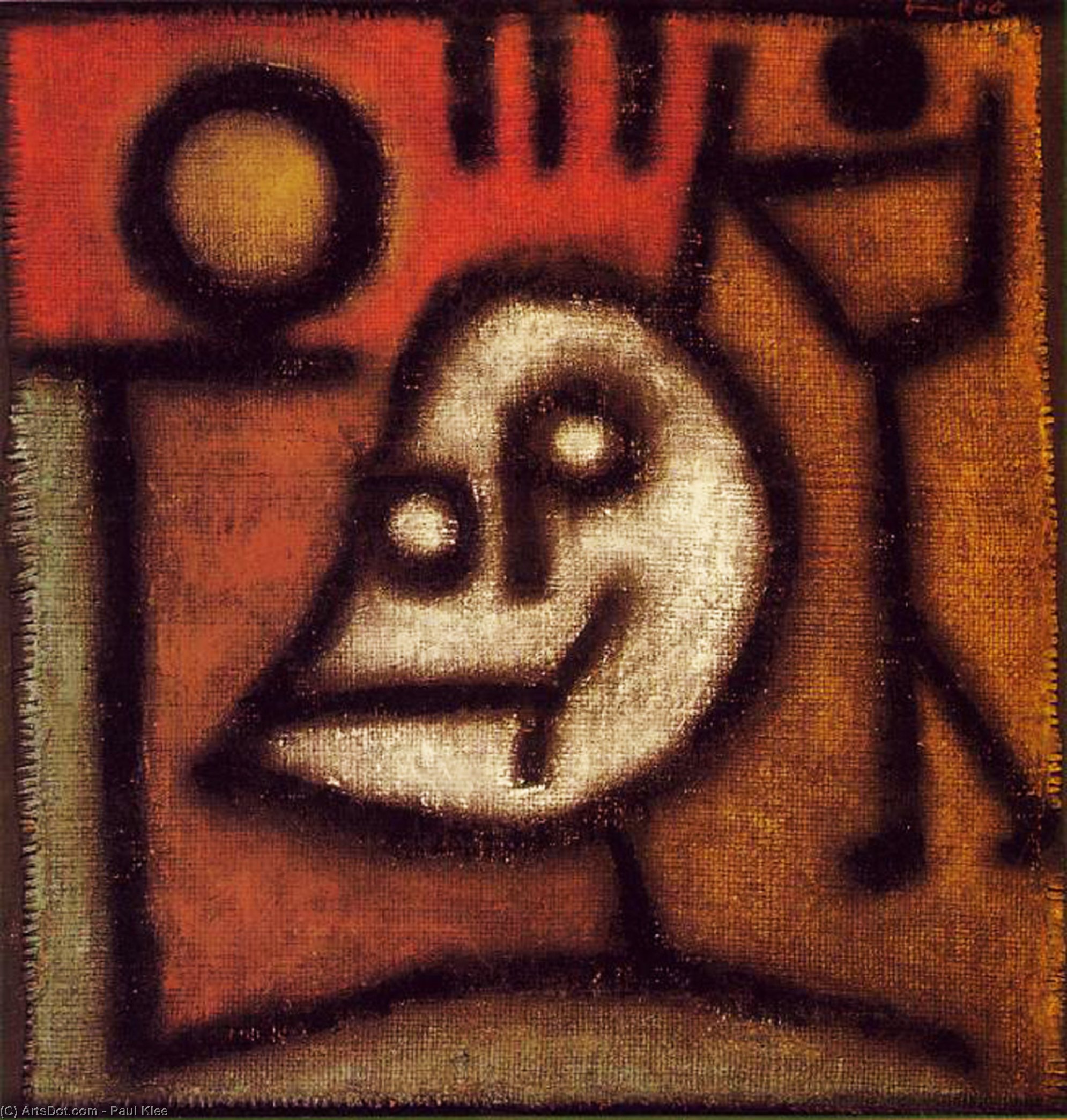 Wikoo.org - موسوعة الفنون الجميلة - اللوحة، العمل الفني Paul Klee - Death and fire