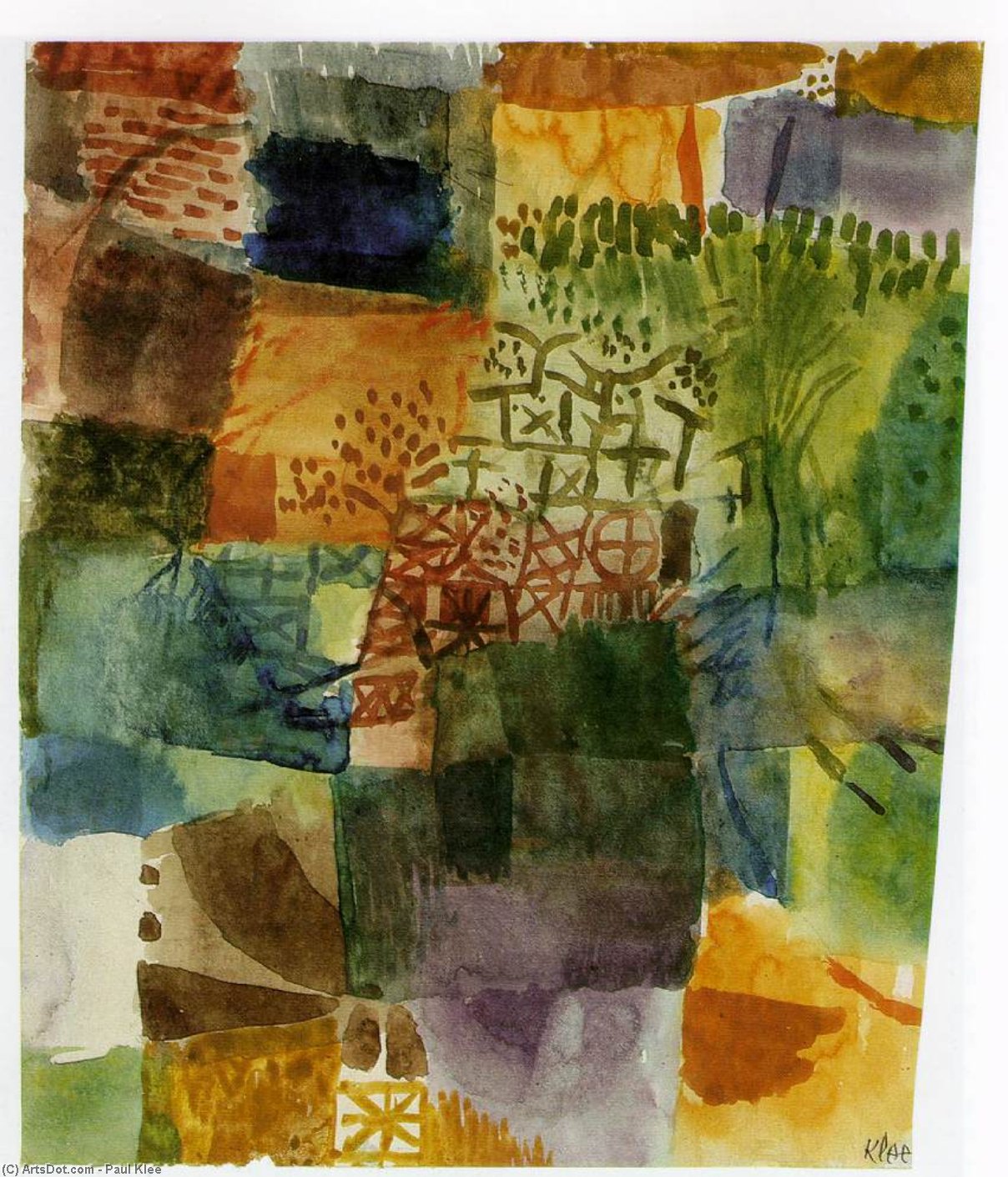 WikiOO.org – 美術百科全書 - 繪畫，作品 Paul Klee - 追忆 的  一个  花园