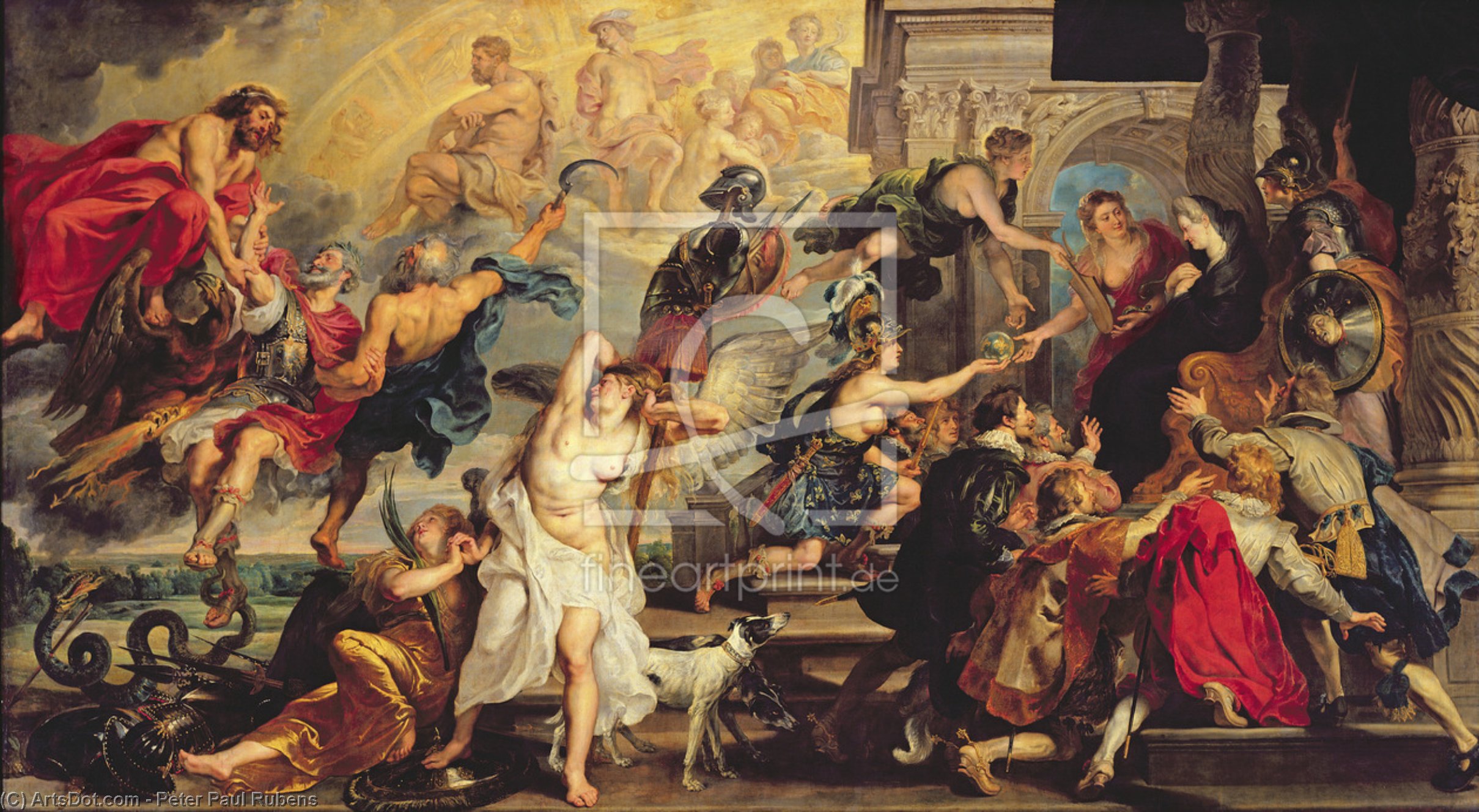 Wikoo.org - موسوعة الفنون الجميلة - اللوحة، العمل الفني Peter Paul Rubens - Apotheosis of Henry IV
