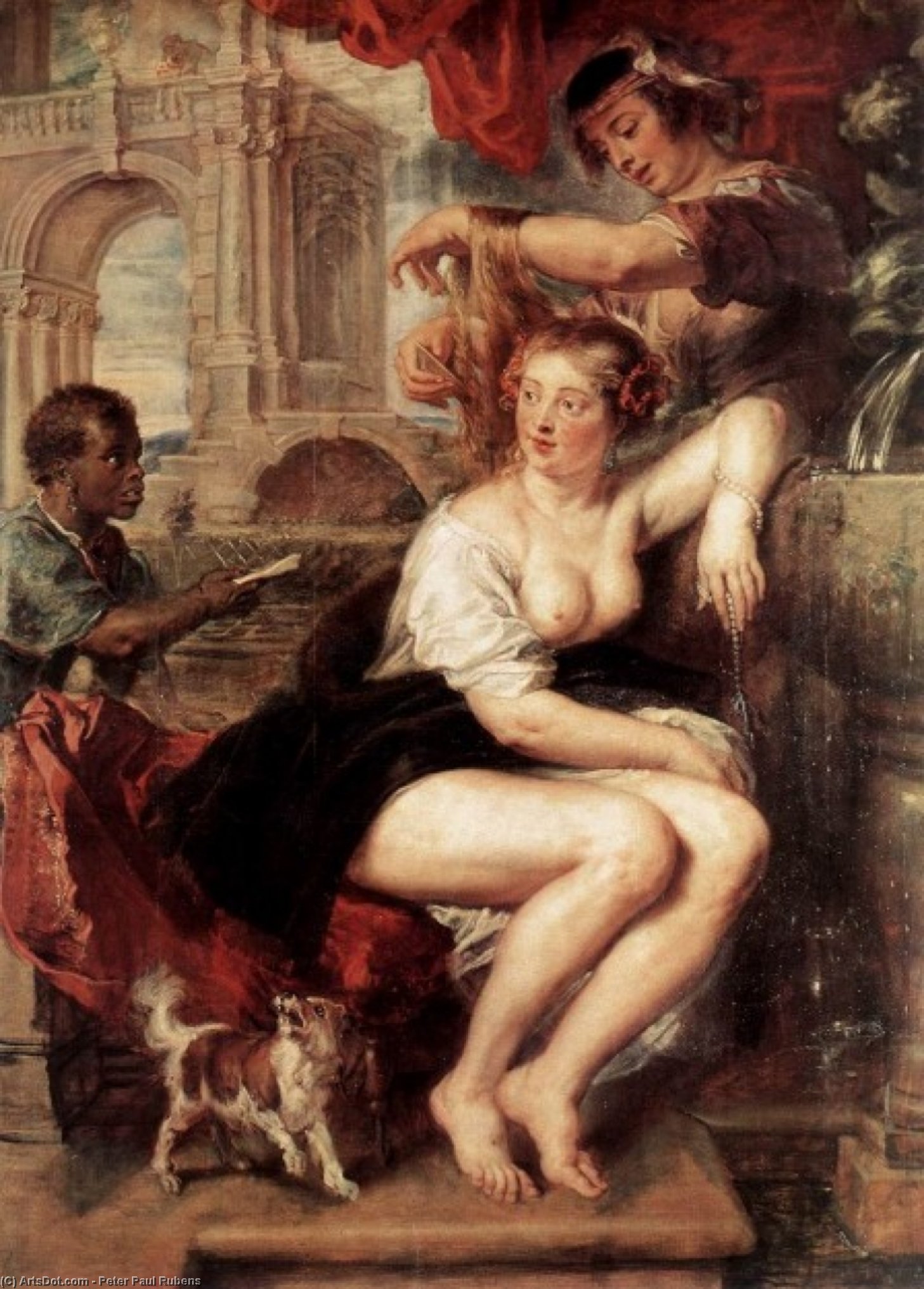 Wikoo.org - موسوعة الفنون الجميلة - اللوحة، العمل الفني Peter Paul Rubens - Bathsheba at the Fountain