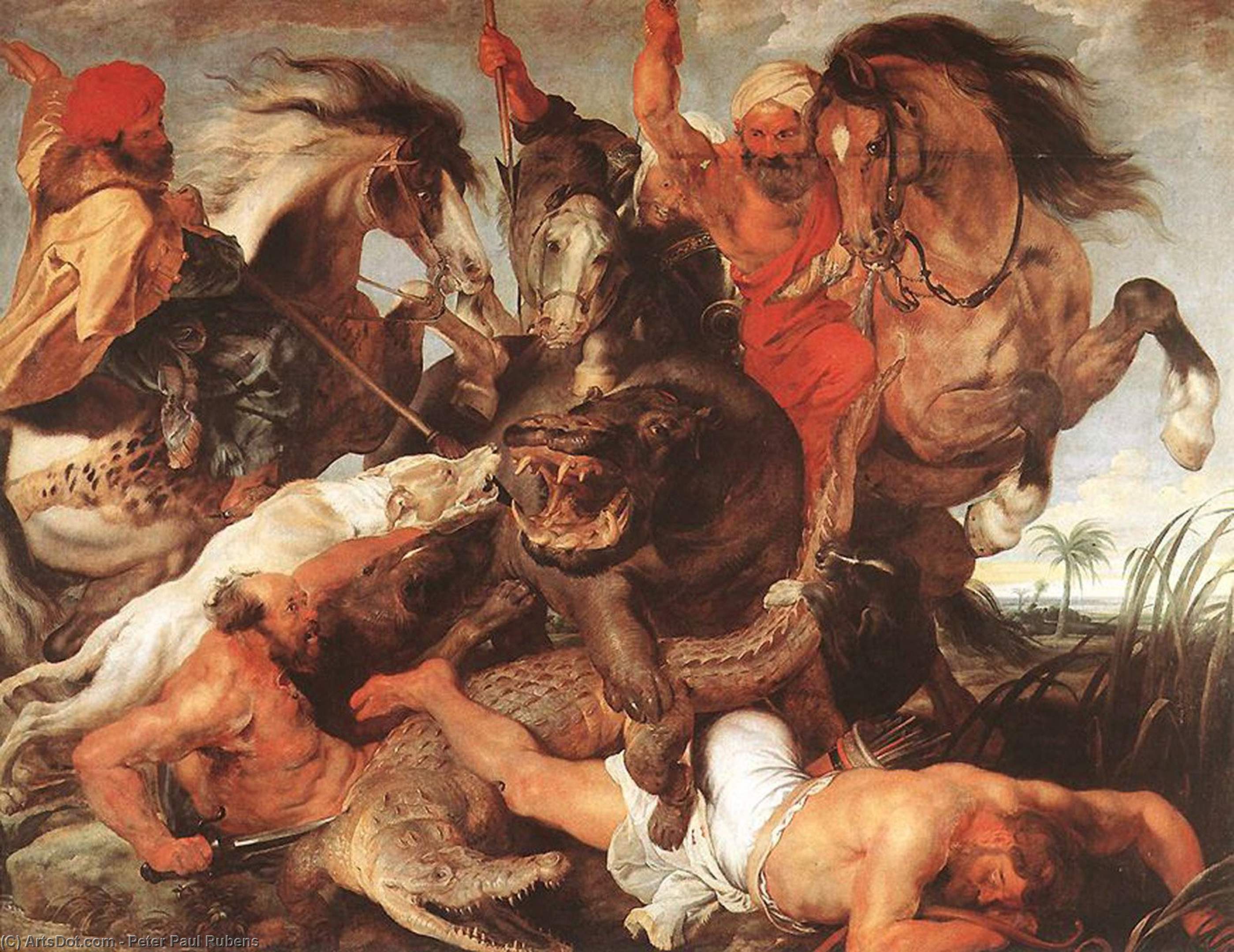 WikiOO.org - Güzel Sanatlar Ansiklopedisi - Resim, Resimler Peter Paul Rubens - Hippopotamus and Crocodile Hunt