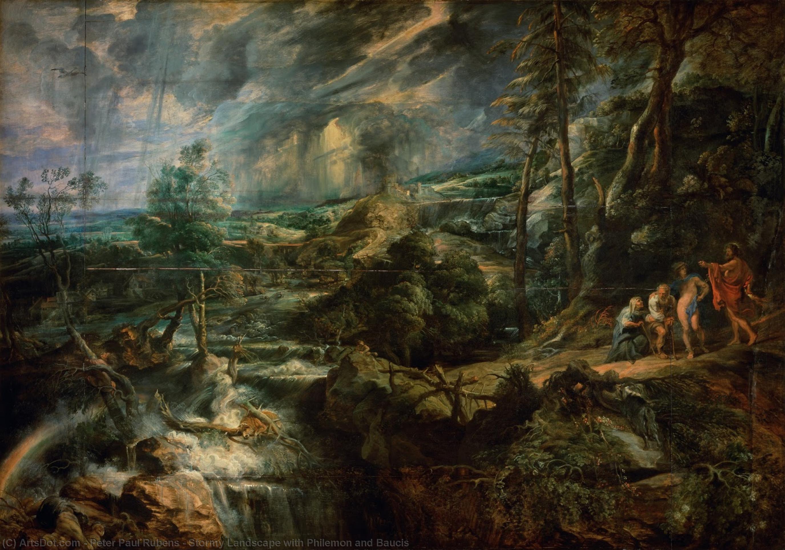 Wikioo.org - The Encyclopedia of Fine Arts - Painting, Artwork by Peter Paul Rubens - Stormy Landscape with Philemon and Baucis