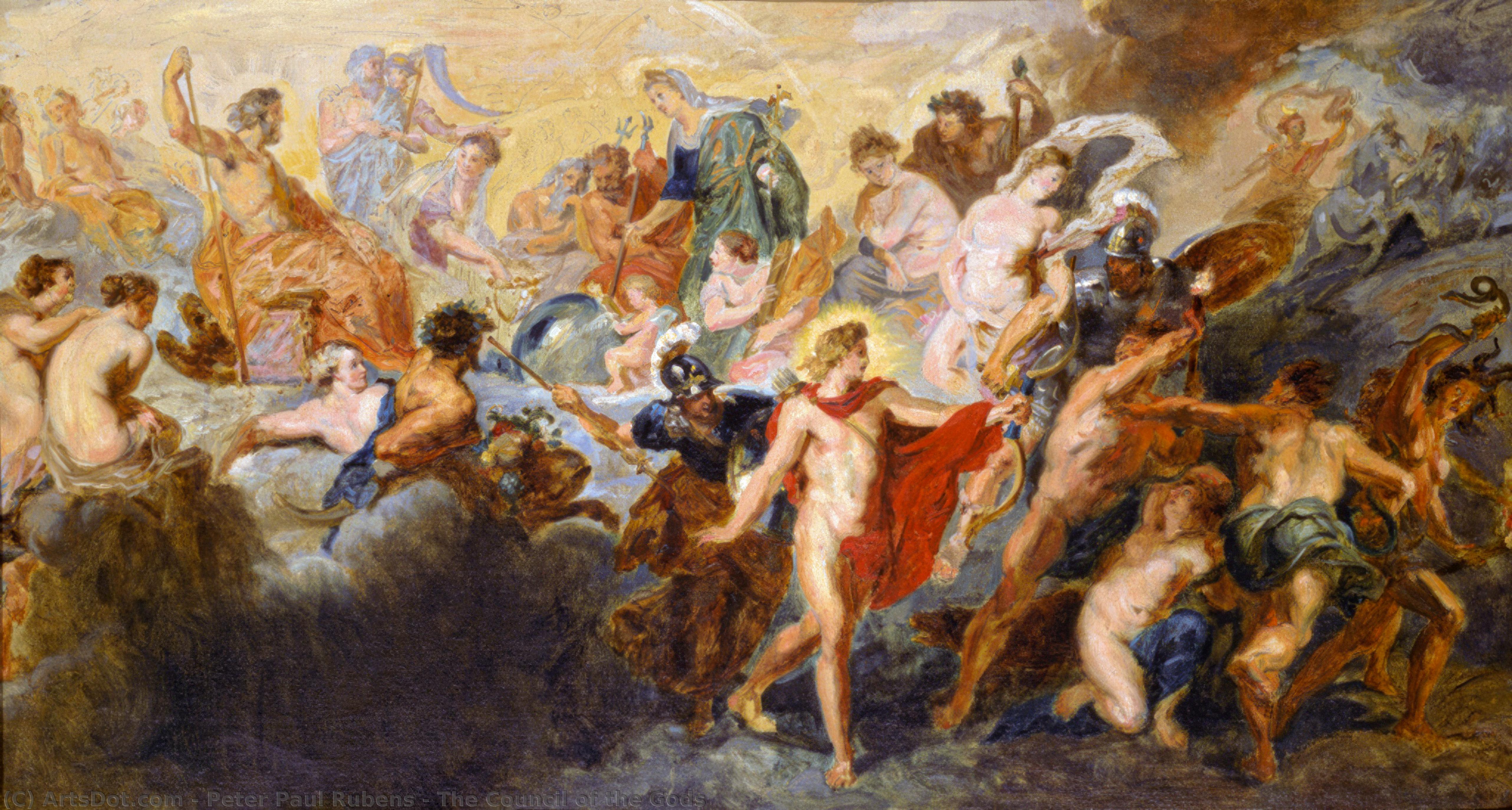 Wikoo.org - موسوعة الفنون الجميلة - اللوحة، العمل الفني Peter Paul Rubens - The Council of the Gods