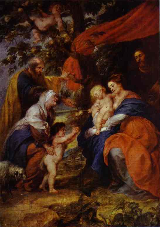 Wikioo.org - The Encyclopedia of Fine Arts - Painting, Artwork by Peter Paul Rubens - The St. Ildefonso Altar (outer wings). The Holy Family under the Apple-Tree
