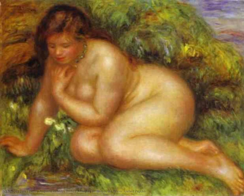 Wikioo.org – L'Enciclopedia delle Belle Arti - Pittura, Opere di Pierre-Auguste Renoir - Bagnante Ammirando stessa in the Water chiamato  Psiche