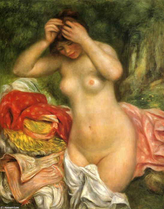 Wikioo.org – La Enciclopedia de las Bellas Artes - Pintura, Obras de arte de Pierre-Auguste Renoir - Bañista Organizar  ella  pelo