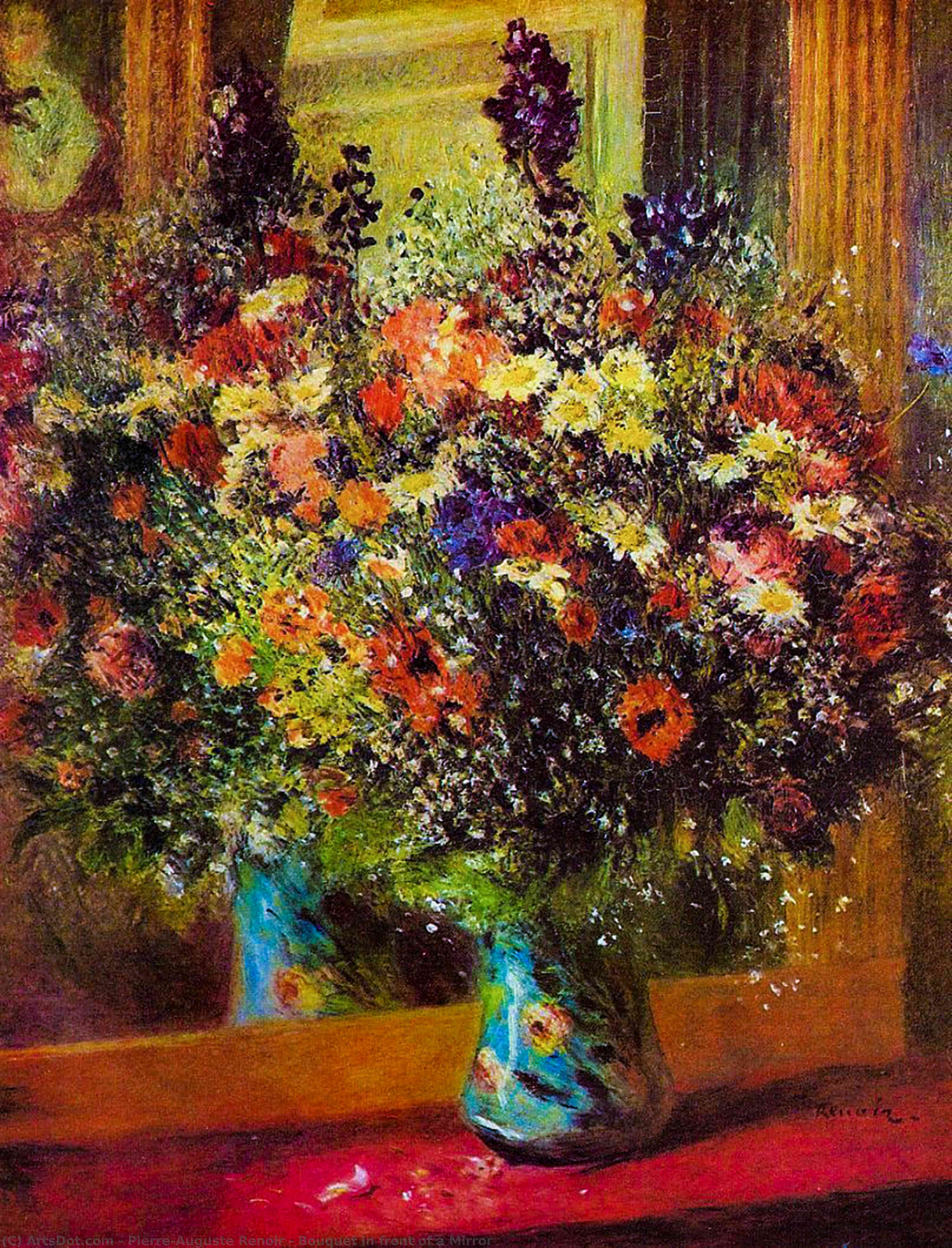 WikiOO.org - Encyclopedia of Fine Arts - Maľba, Artwork Pierre-Auguste Renoir - Bouquet in front of a Mirror