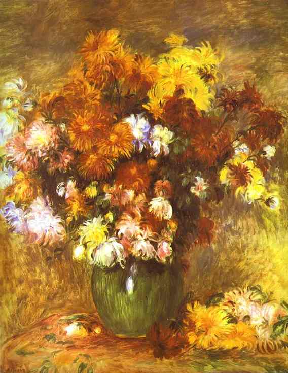 WikiOO.org – 美術百科全書 - 繪畫，作品 Pierre-Auguste Renoir - 花束 菊花