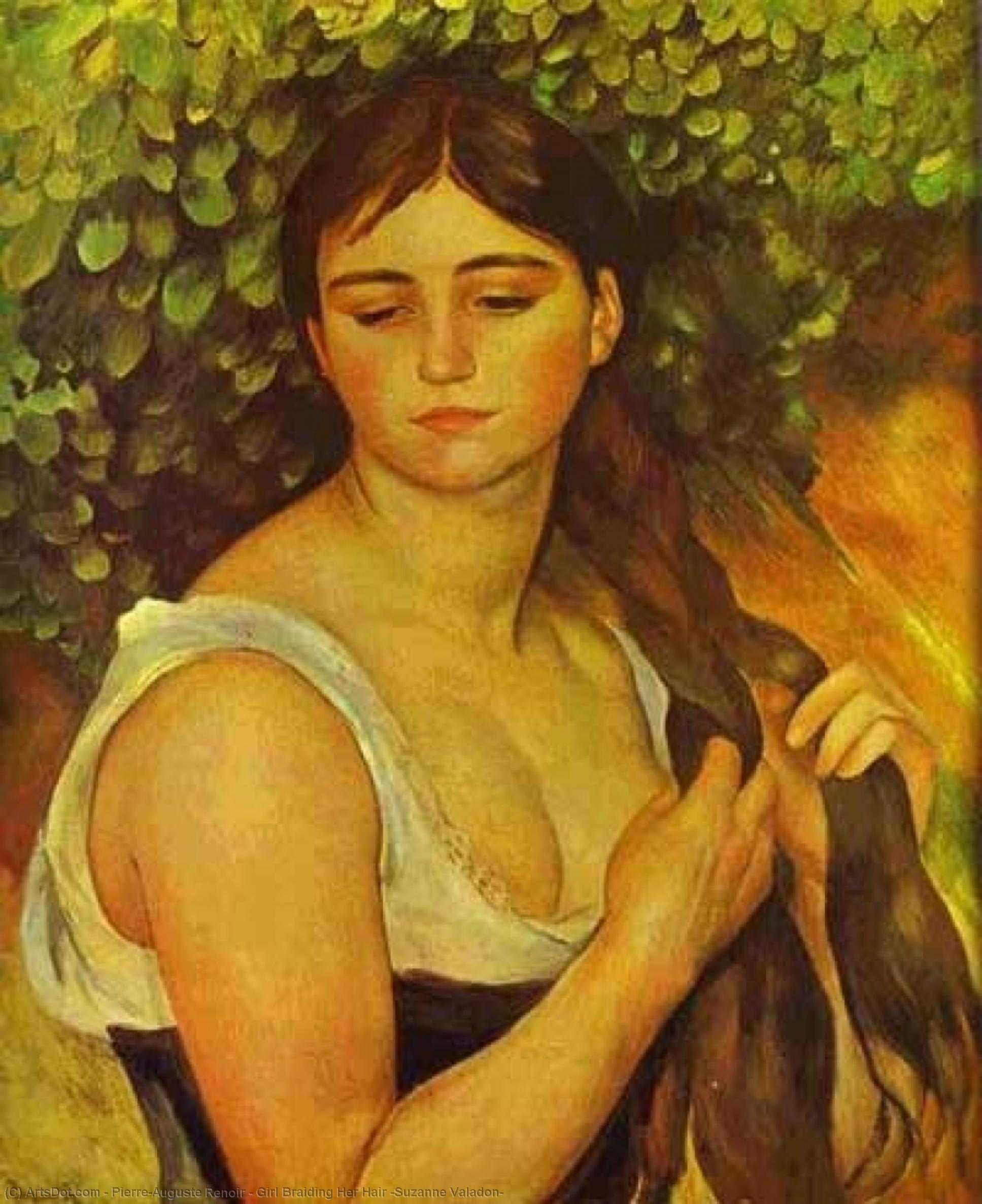 Wikioo.org - The Encyclopedia of Fine Arts - Painting, Artwork by Pierre-Auguste Renoir - Girl Braiding Her Hair (Suzanne Valadon)