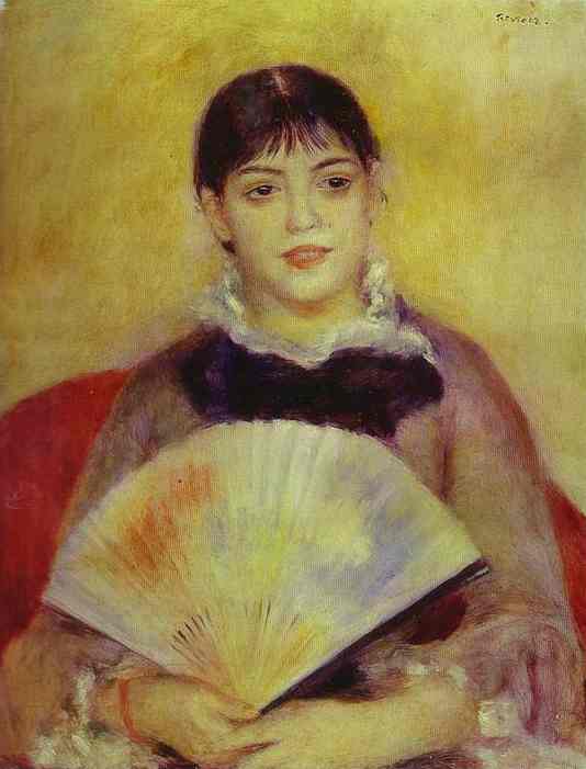 Wikioo.org - Encyklopedia Sztuk Pięknych - Malarstwo, Grafika Pierre-Auguste Renoir - Girl with a Fan (Mlle. Alphonsina Fournez)