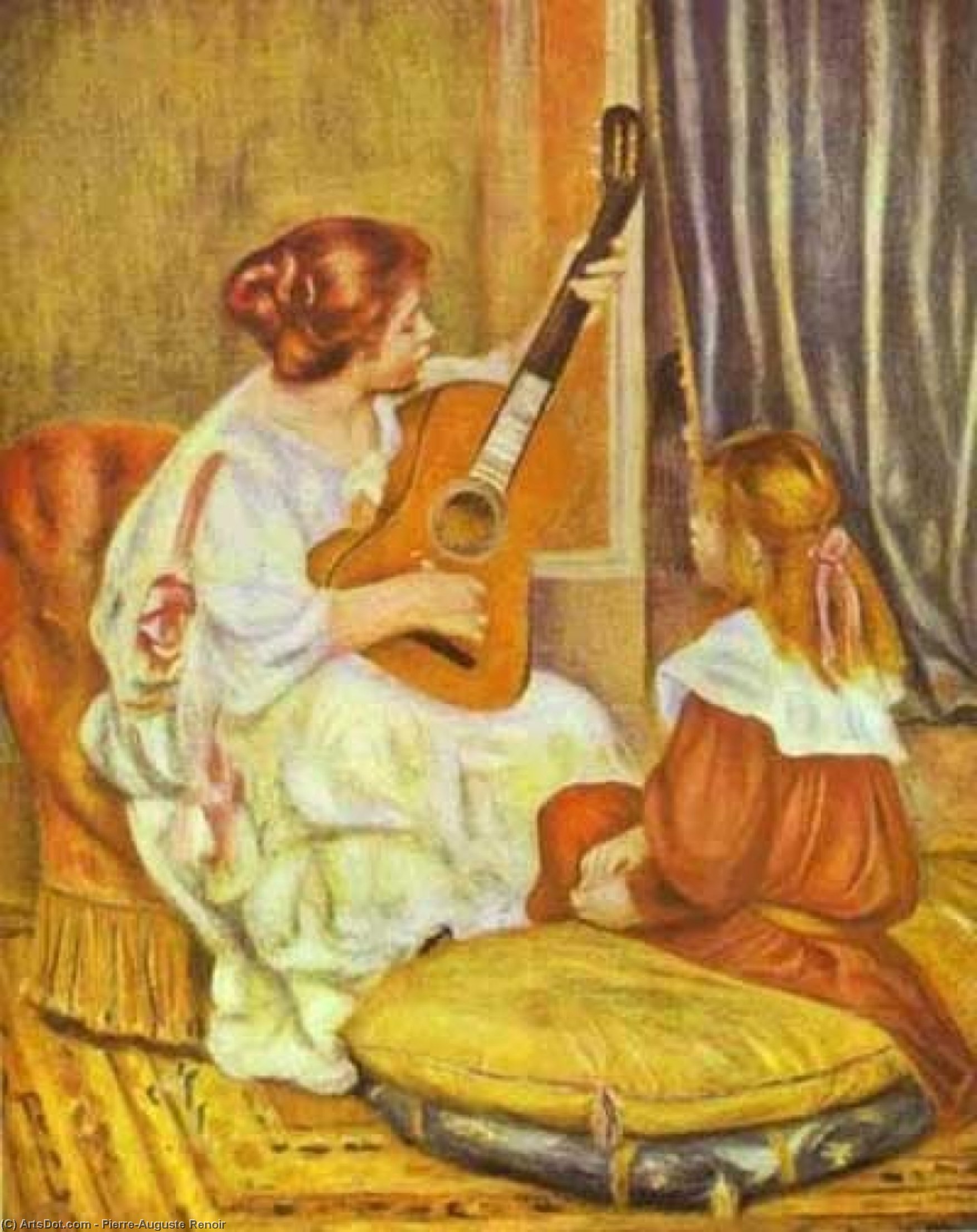 WikiOO.org - Encyclopedia of Fine Arts - Lukisan, Artwork Pierre-Auguste Renoir - Guitar Lesson
