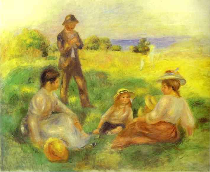 Wikioo.org - The Encyclopedia of Fine Arts - Painting, Artwork by Pierre-Auguste Renoir - Landscape in Berneval with People (Paysage Ó Berneval avec personnages)