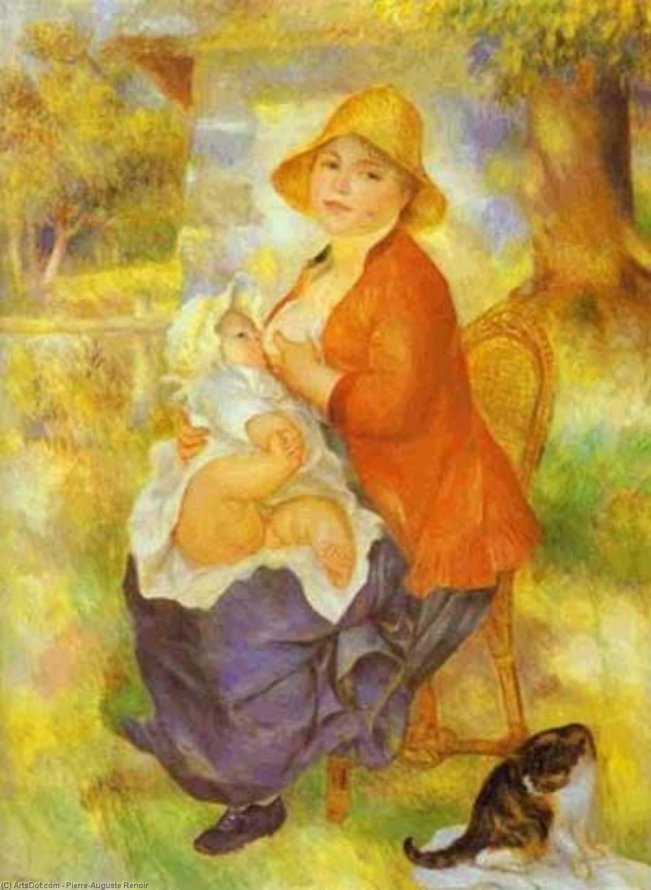 WikiOO.org - 百科事典 - 絵画、アートワーク Pierre-Auguste Renoir - 母彼女の子供看護（アリーンとピエール）