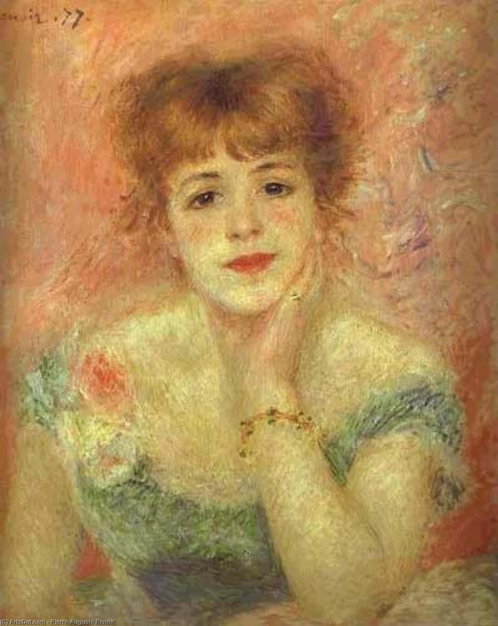 WikiOO.org - Εγκυκλοπαίδεια Καλών Τεχνών - Ζωγραφική, έργα τέχνης Pierre-Auguste Renoir - Portrait of the Actress Jeanne Samary