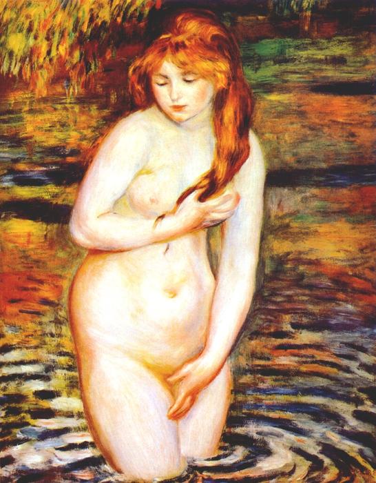 Wikioo.org – La Enciclopedia de las Bellas Artes - Pintura, Obras de arte de Pierre-Auguste Renoir - El bañista detrásde  el  baño
