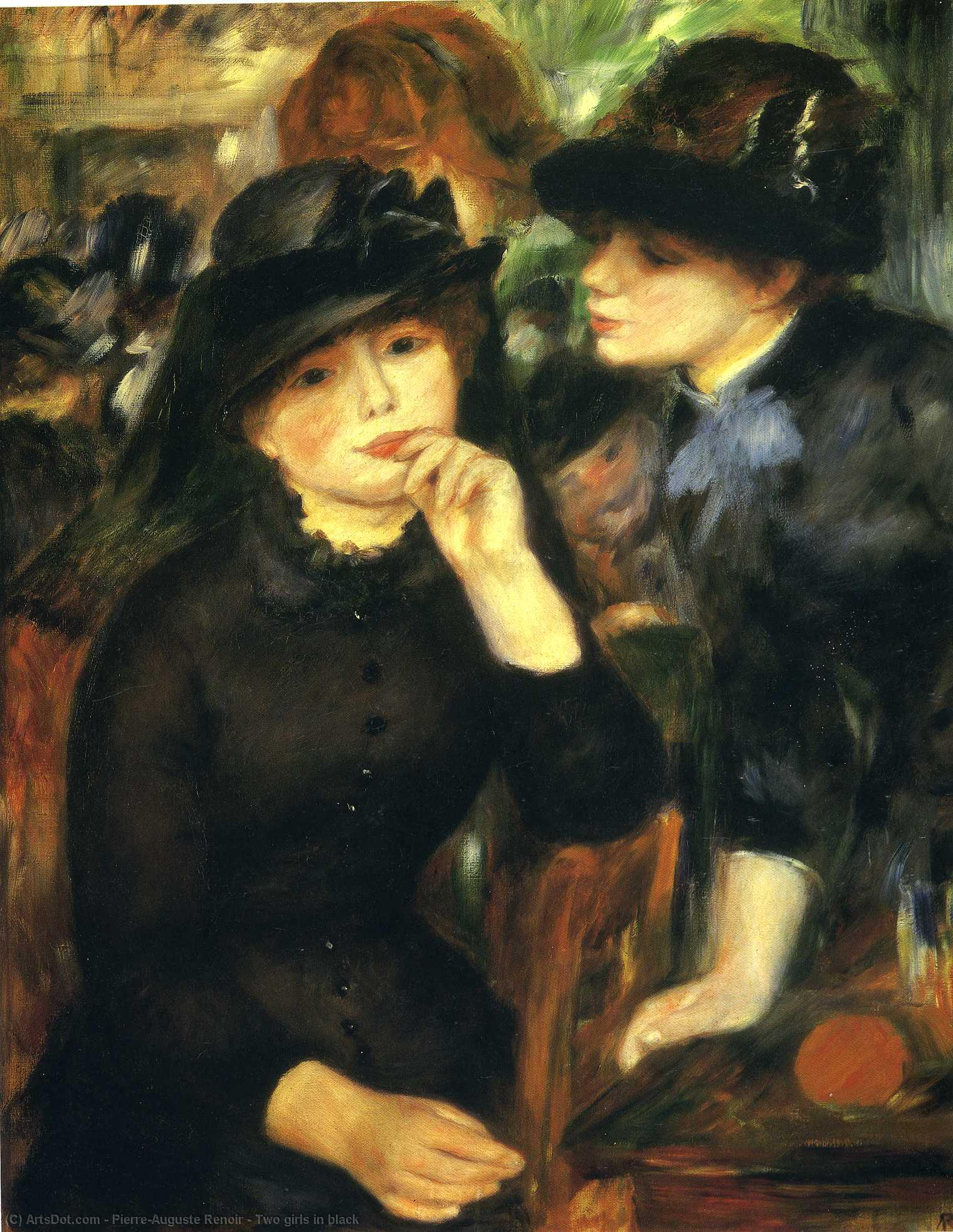 Wikoo.org - موسوعة الفنون الجميلة - اللوحة، العمل الفني Pierre-Auguste Renoir - Two girls in black