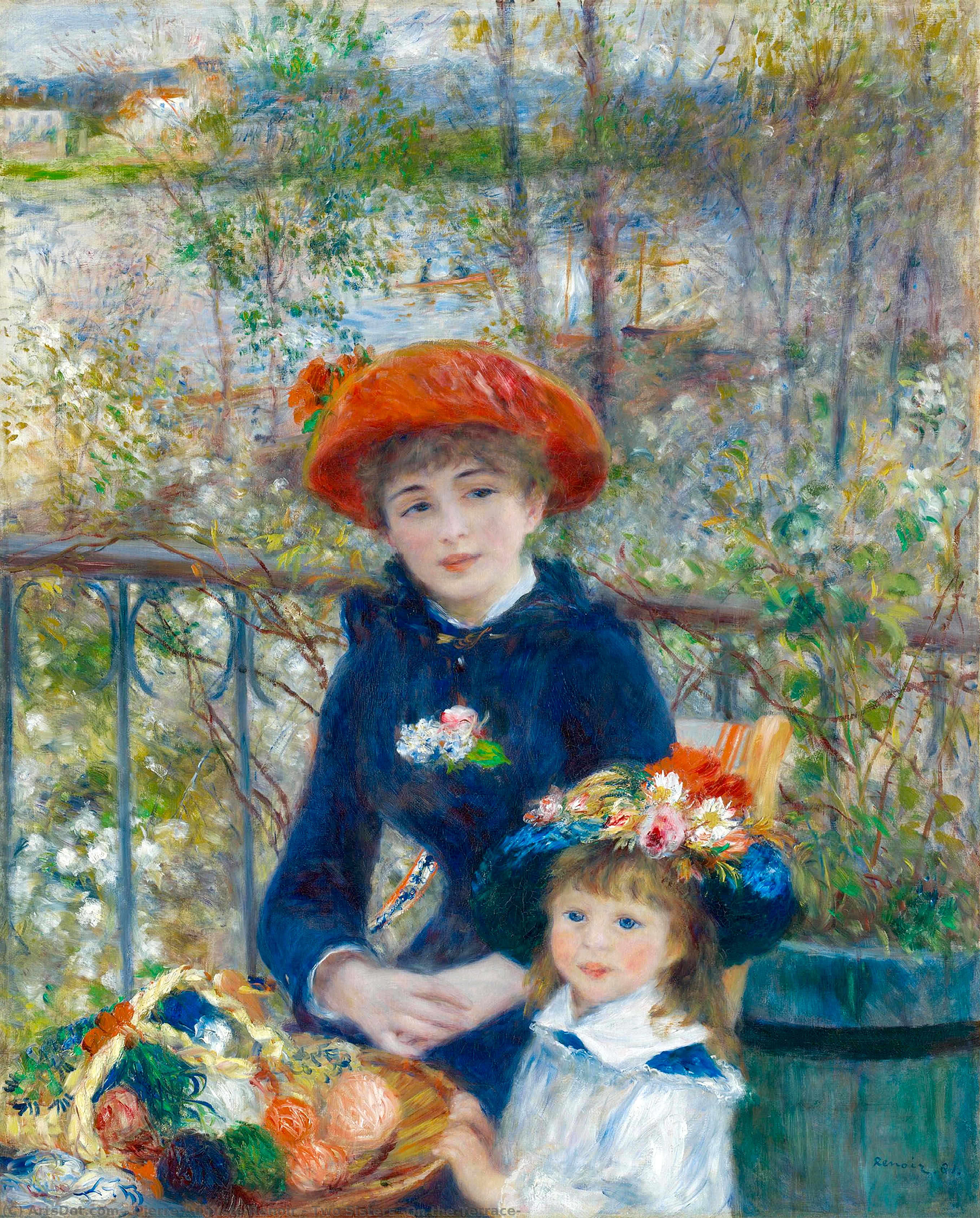 Wikoo.org - موسوعة الفنون الجميلة - اللوحة، العمل الفني Pierre-Auguste Renoir - Two Sisters (On the Terrace)