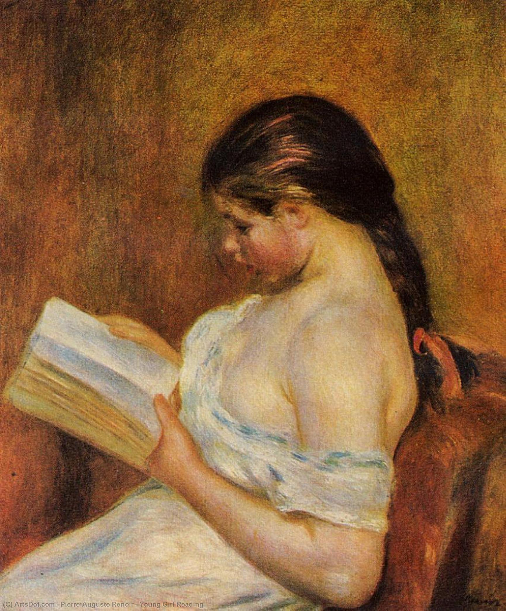 WikiOO.org - 百科事典 - 絵画、アートワーク Pierre-Auguste Renoir - 若い女の子 読書