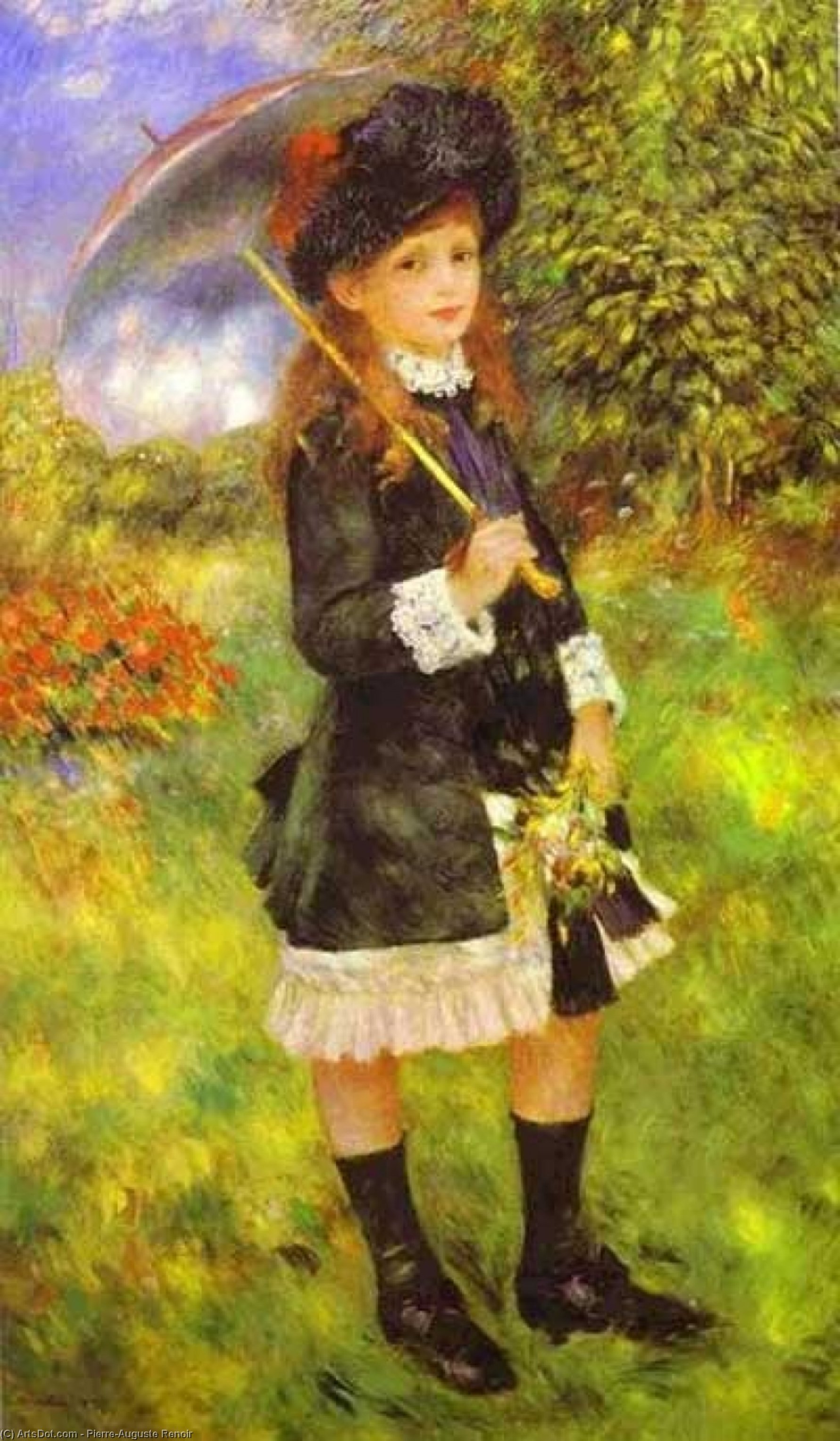 Wikioo.org - The Encyclopedia of Fine Arts - Painting, Artwork by Pierre-Auguste Renoir - Young Girl with Parasol (Aline Nunes)