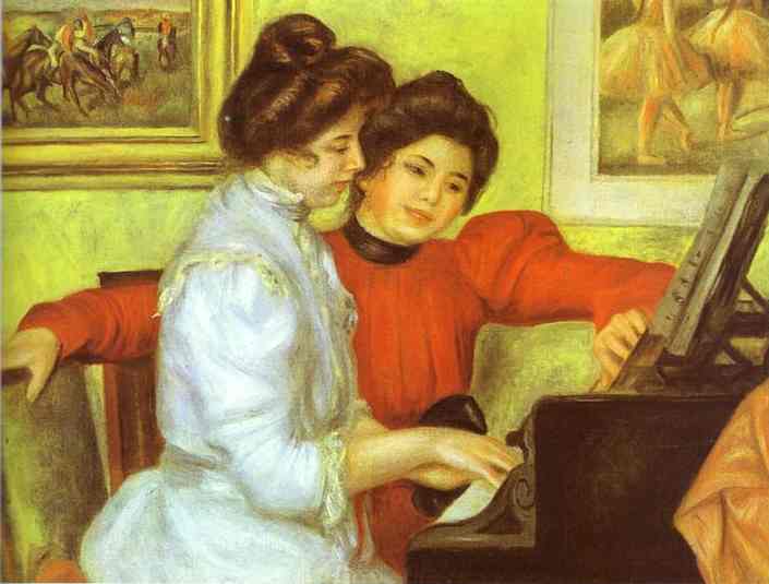 Wikioo.org - The Encyclopedia of Fine Arts - Painting, Artwork by Pierre-Auguste Renoir - Yvonne and Christine Lerolle Playing the Piano
