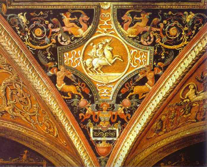 WikiOO.org - אנציקלופדיה לאמנויות יפות - ציור, יצירות אמנות Pietro Perugino (Pietro Vannucci) - Detail of the ceiling