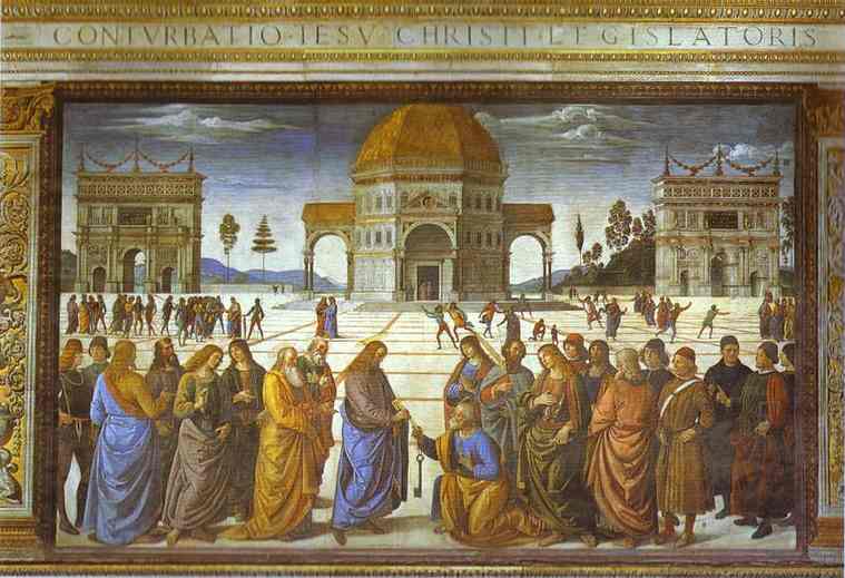 WikiOO.org - אנציקלופדיה לאמנויות יפות - ציור, יצירות אמנות Vannucci Pietro (Le Perugin) - The Delivery of the Keys