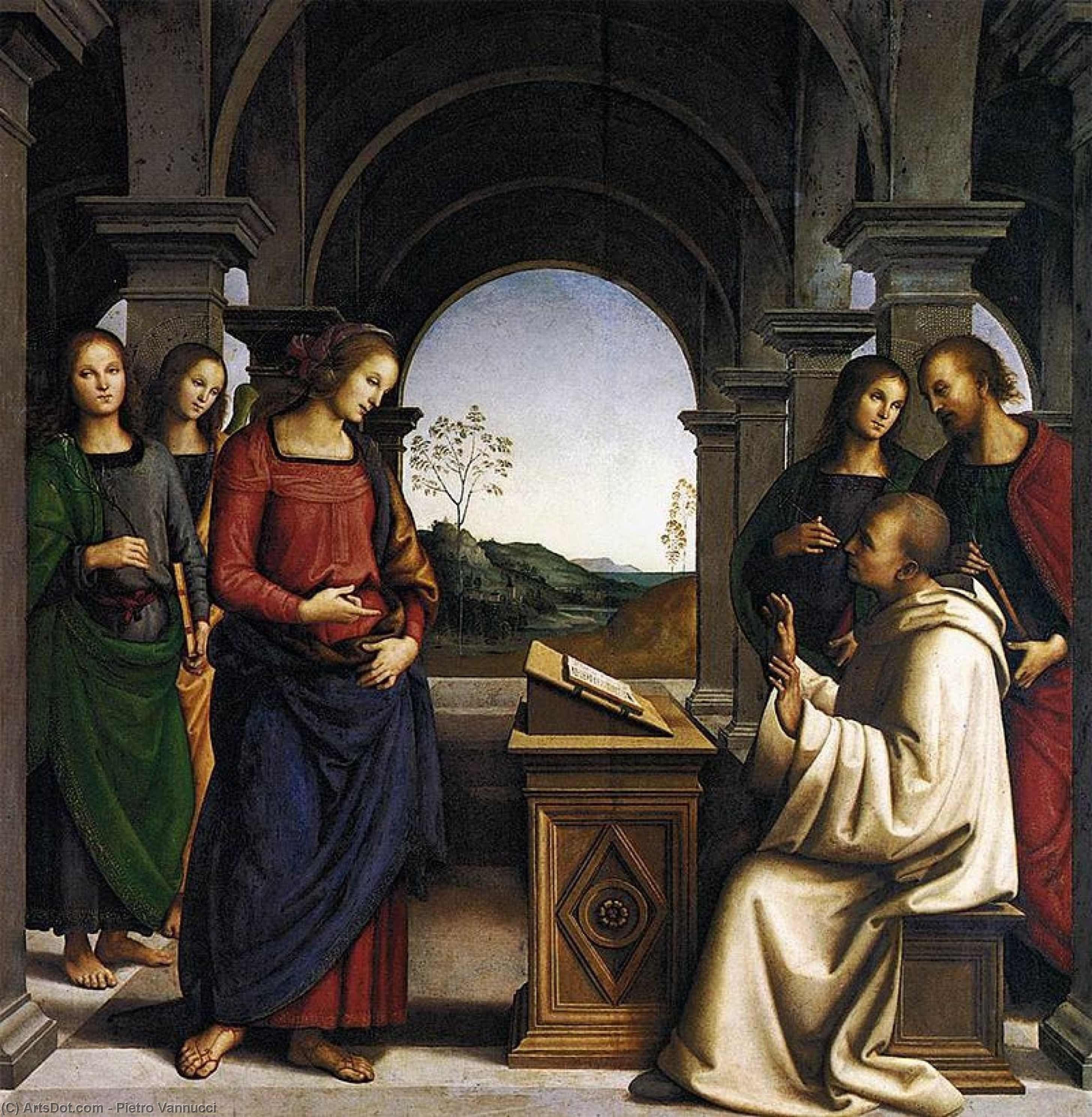 WikiOO.org - Enciclopédia das Belas Artes - Pintura, Arte por Vannucci Pietro (Le Perugin) - The Vision of St Bernard