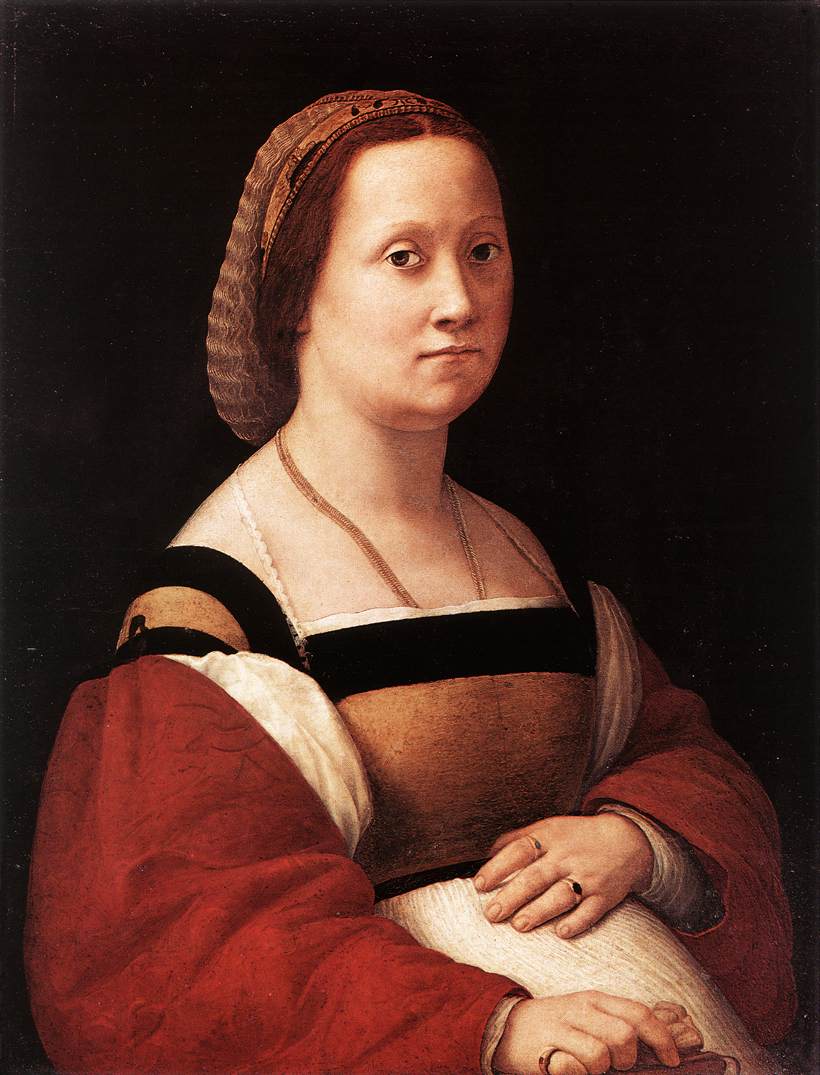 Wikoo.org - موسوعة الفنون الجميلة - اللوحة، العمل الفني Raphael (Raffaello Sanzio Da Urbino) - Portrait of a Woman (La Donna Gravida)