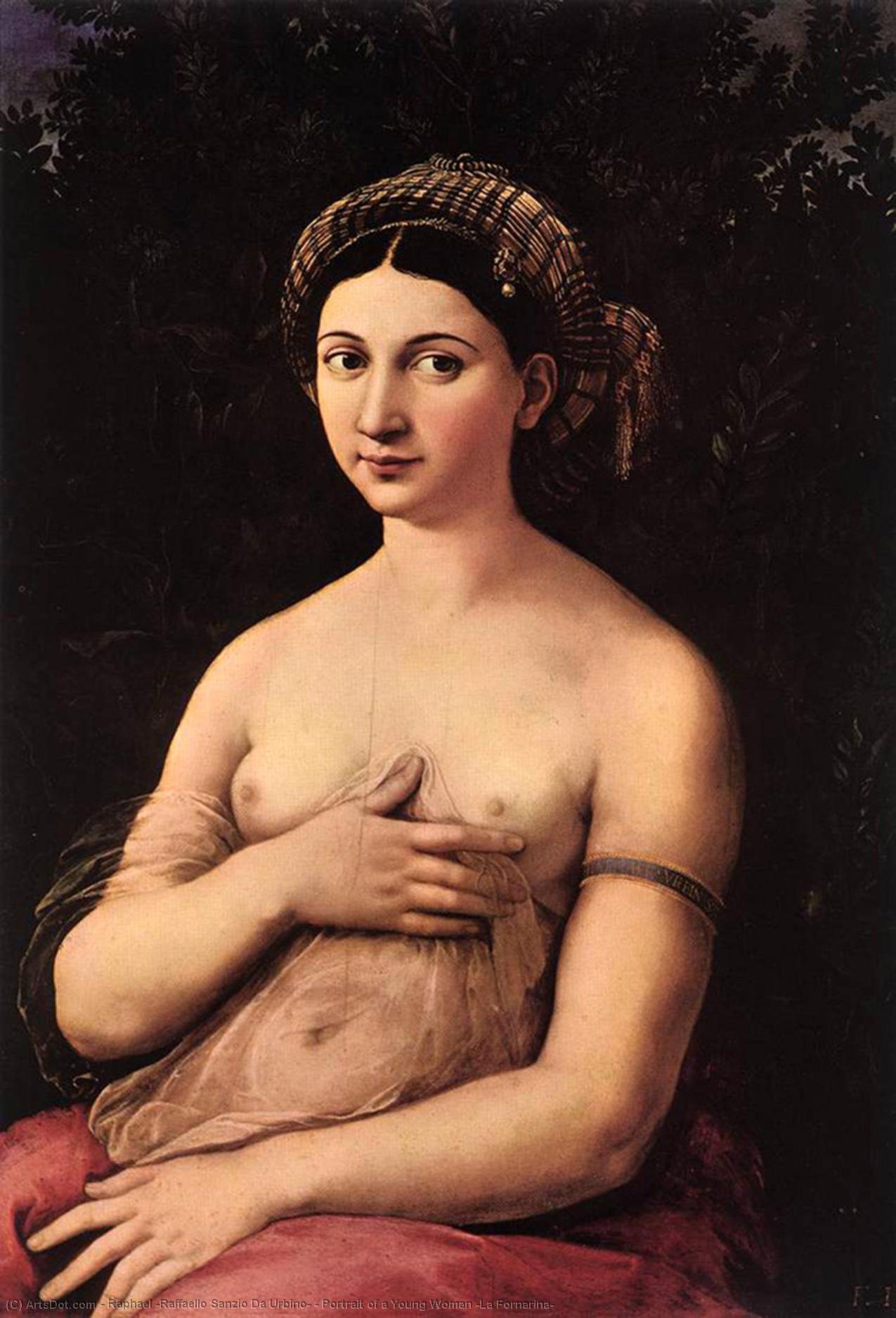 WikiOO.org - Encyclopedia of Fine Arts - Festés, Grafika Raphael (Raffaello Sanzio Da Urbino) - Portrait of a Young Woman (La Fornarina)