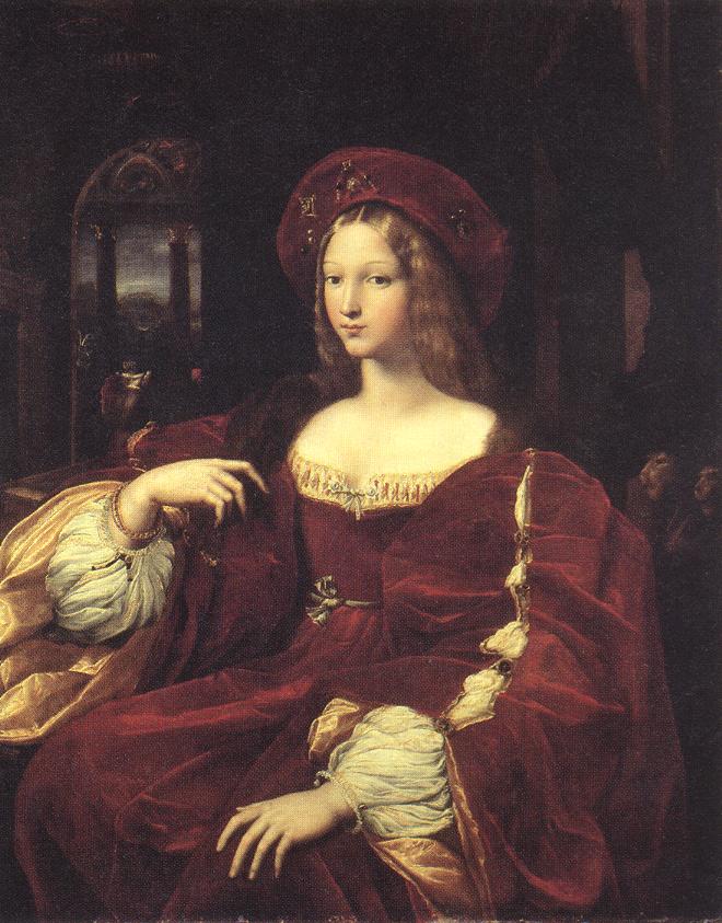 Wikioo.org – La Enciclopedia de las Bellas Artes - Pintura, Obras de arte de Raphael (Raffaello Sanzio Da Urbino) - Botas retrato de jeanne d'Aragon