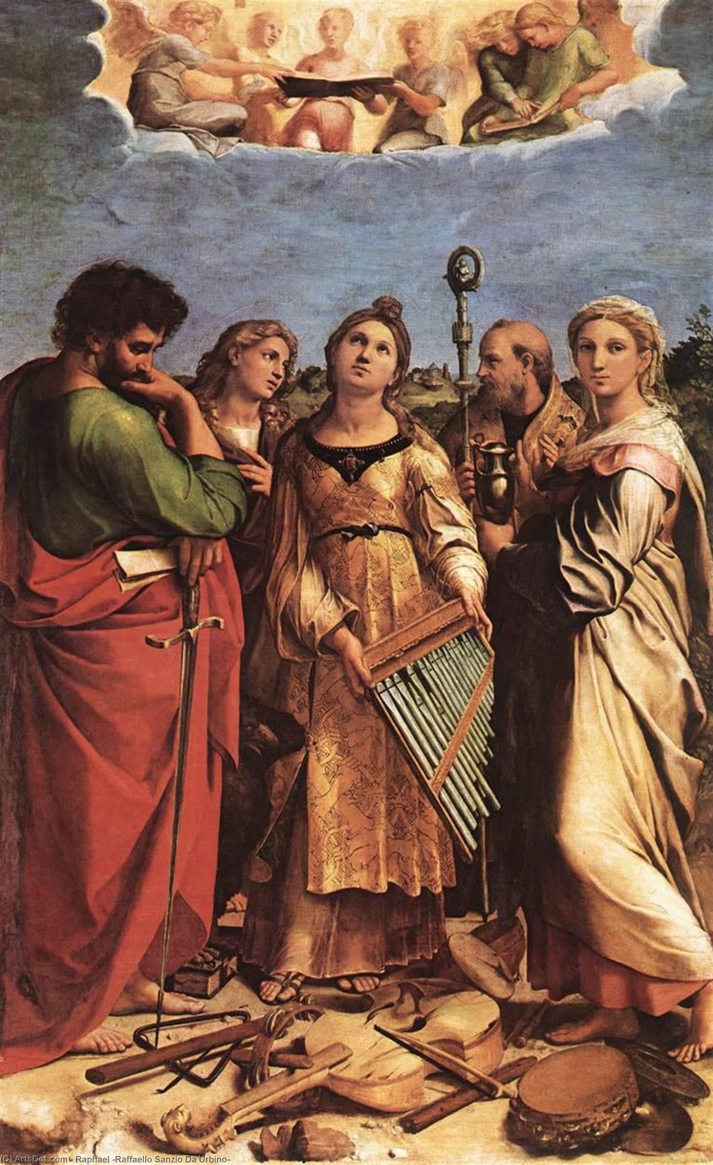 Wikioo.org – La Enciclopedia de las Bellas Artes - Pintura, Obras de arte de Raphael (Raffaello Sanzio Da Urbino) - santa cecilia