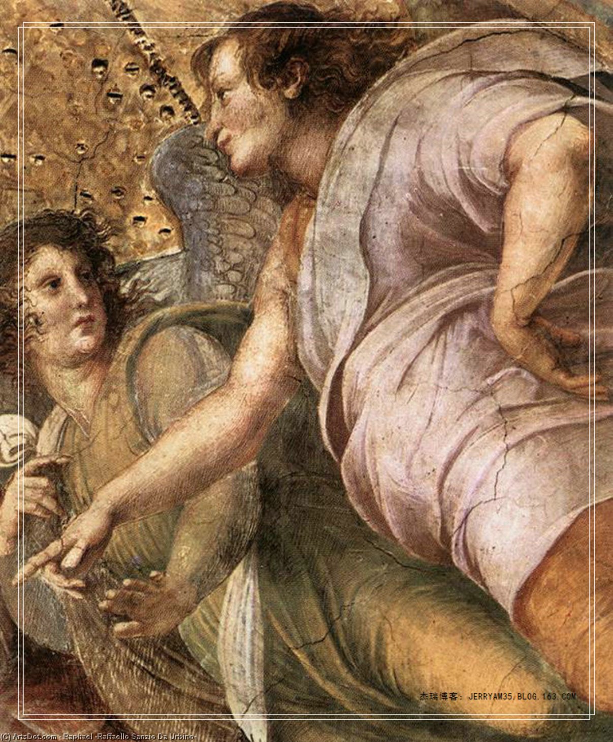 Wikioo.org - Bách khoa toàn thư về mỹ thuật - Vẽ tranh, Tác phẩm nghệ thuật Raphael (Raffaello Sanzio Da Urbino) - Stanze Vaticane - La Disputa (detail) [08]