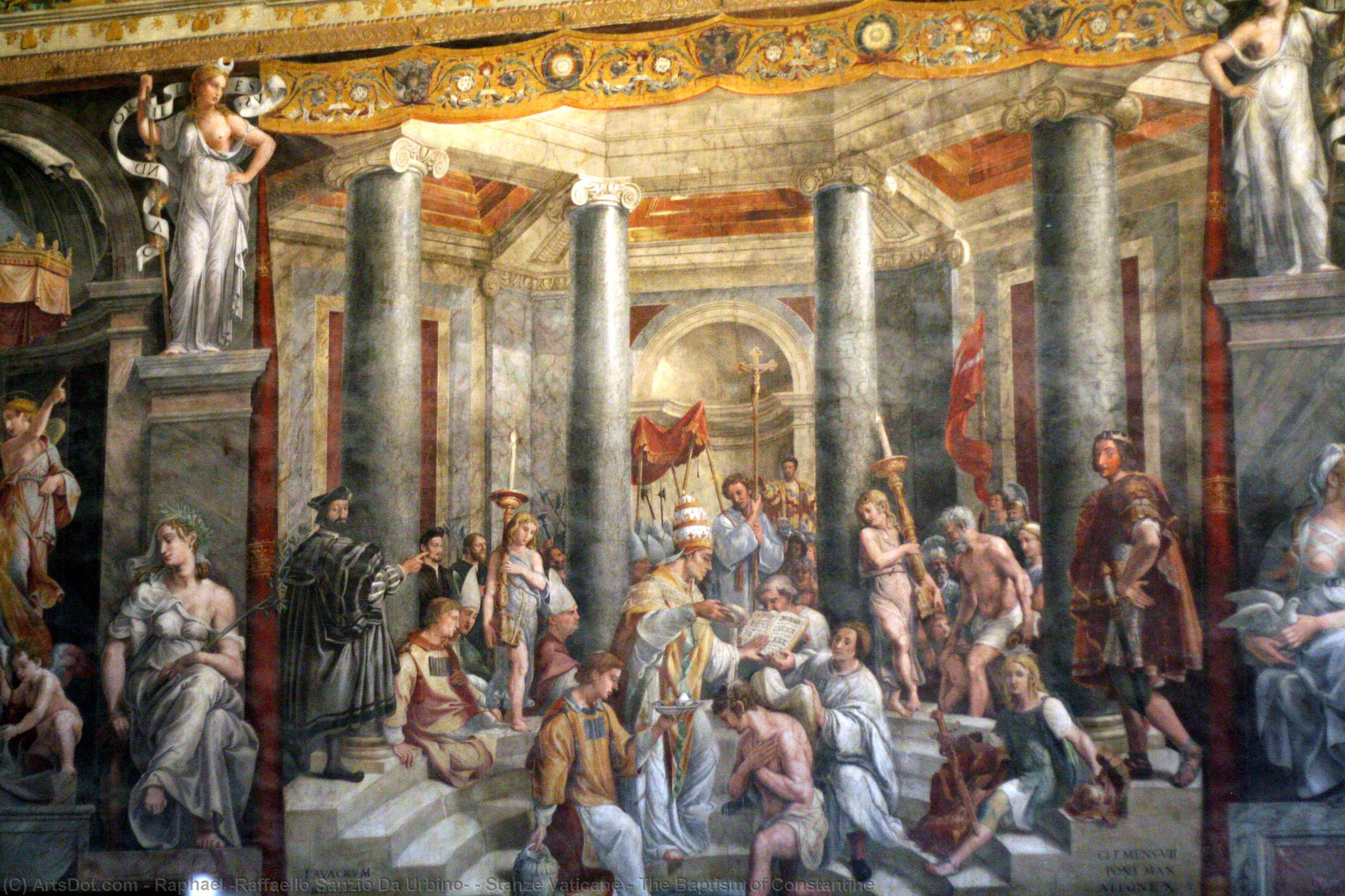 WikiOO.org – 美術百科全書 - 繪畫，作品 Raphael (Raffaello Sanzio Da Urbino) - stanze酒店vaticane -   的  洗礼  的  康斯坦丁