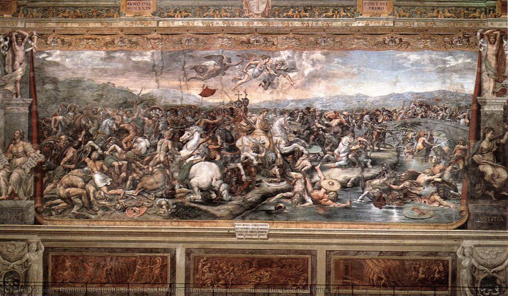 Wikioo.org - สารานุกรมวิจิตรศิลป์ - จิตรกรรม Raphael (Raffaello Sanzio Da Urbino) - Stanze Vaticane - The Battle at Pons Milvius