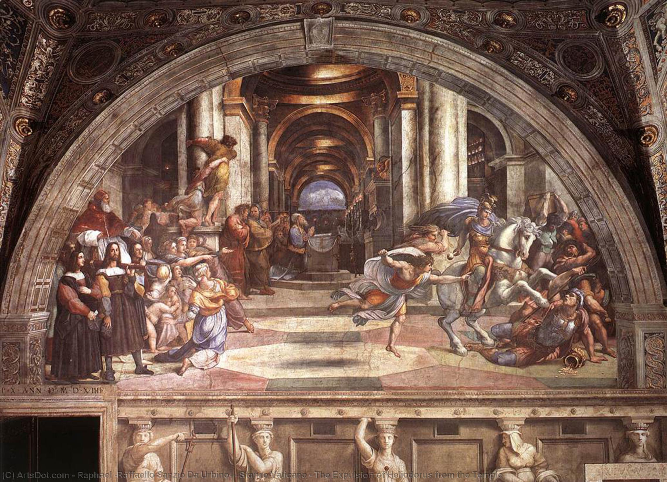 Wikioo.org – La Enciclopedia de las Bellas Artes - Pintura, Obras de arte de Raphael (Raffaello Sanzio Da Urbino) - stanze vaticane - la expulsión de heliodoro del templo
