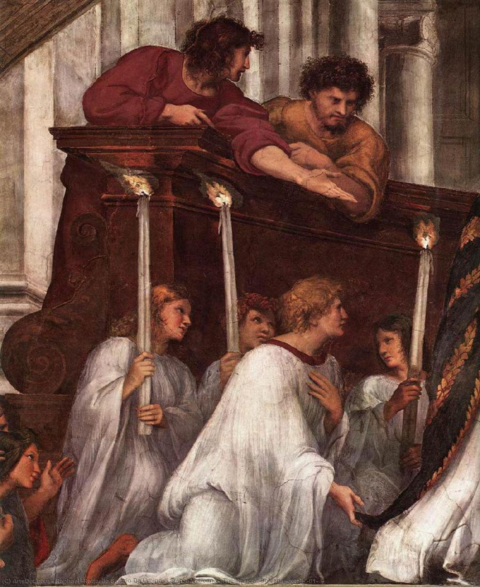 Wikioo.org - Encyklopedia Sztuk Pięknych - Malarstwo, Grafika Raphael (Raffaello Sanzio Da Urbino) - Stanze Vaticane - The Mass at Bolsena (detail) [01]