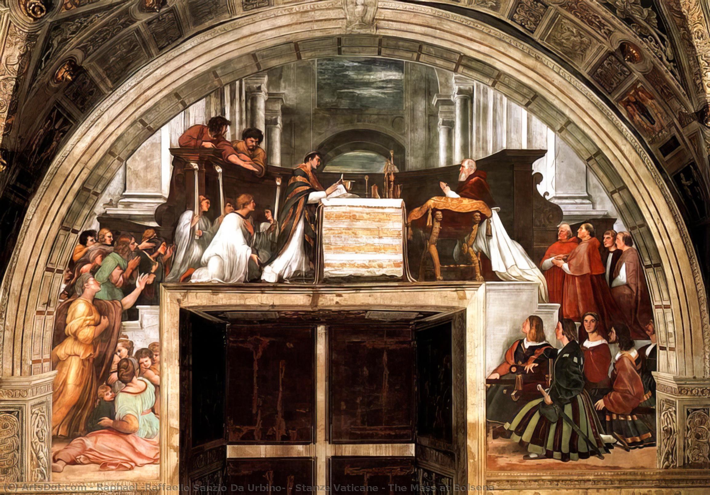 Wikioo.org – La Enciclopedia de las Bellas Artes - Pintura, Obras de arte de Raphael (Raffaello Sanzio Da Urbino) - stanze vaticane - la misa en bolsena