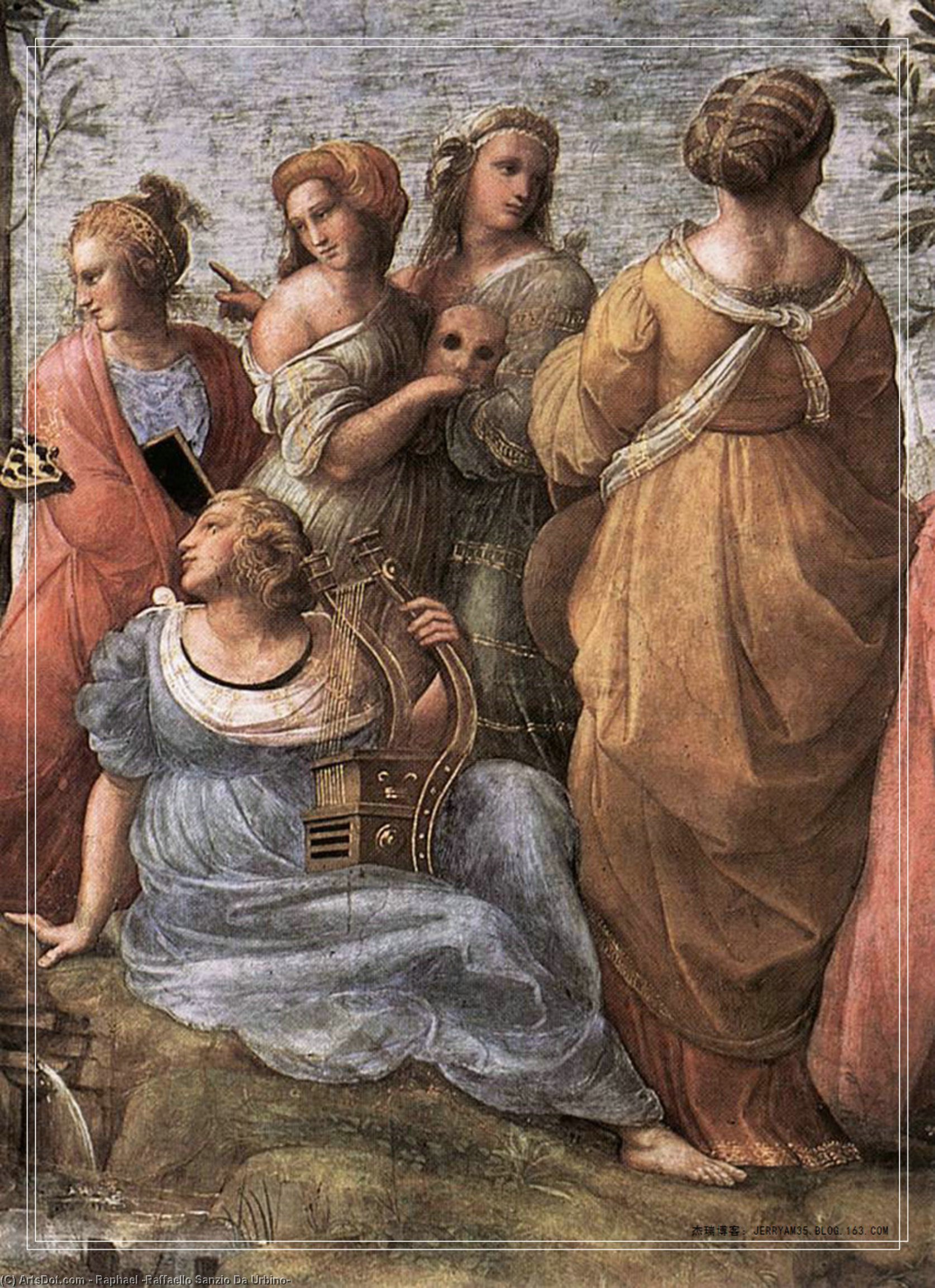 Wikioo.org – La Enciclopedia de las Bellas Artes - Pintura, Obras de arte de Raphael (Raffaello Sanzio Da Urbino) - stanze vaticane - el parnaso ( detalle ) [ 02 ]