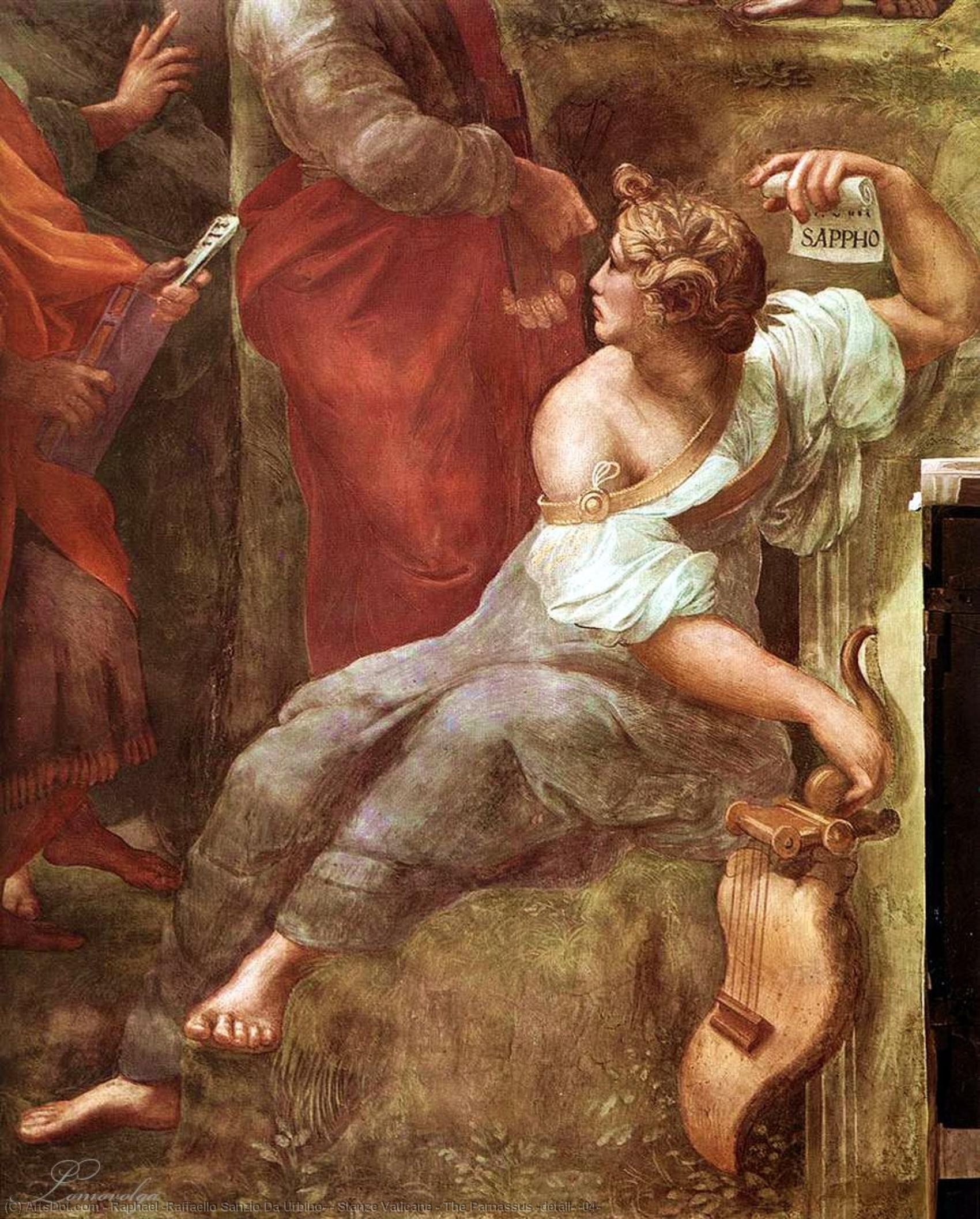 Wikioo.org – La Enciclopedia de las Bellas Artes - Pintura, Obras de arte de Raphael (Raffaello Sanzio Da Urbino) - stanze vaticane - el parnaso ( detalle ) [ 04 ]