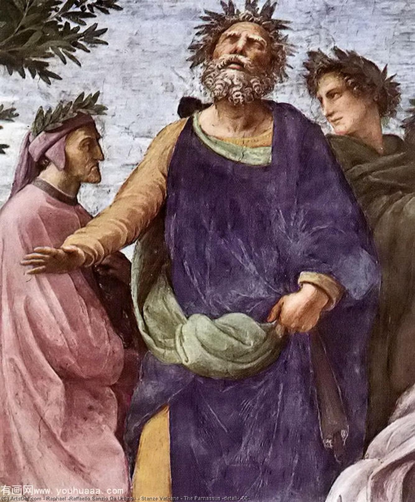 Wikioo.org – La Enciclopedia de las Bellas Artes - Pintura, Obras de arte de Raphael (Raffaello Sanzio Da Urbino) - stanze vaticane - el parnaso ( detalle ) [ 06 ]