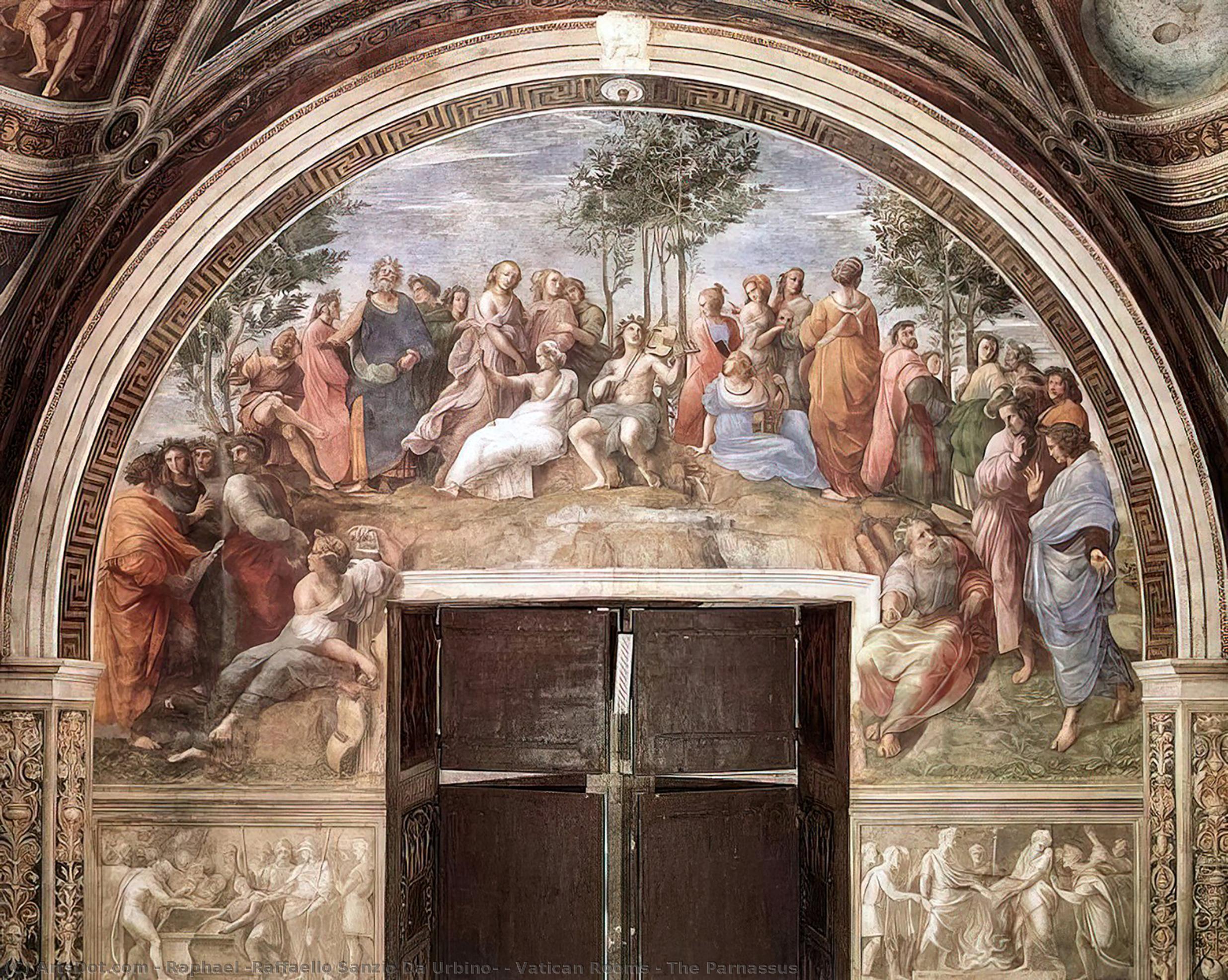Wikioo.org – La Enciclopedia de las Bellas Artes - Pintura, Obras de arte de Raphael (Raffaello Sanzio Da Urbino) - stanze vaticane - el parnaso