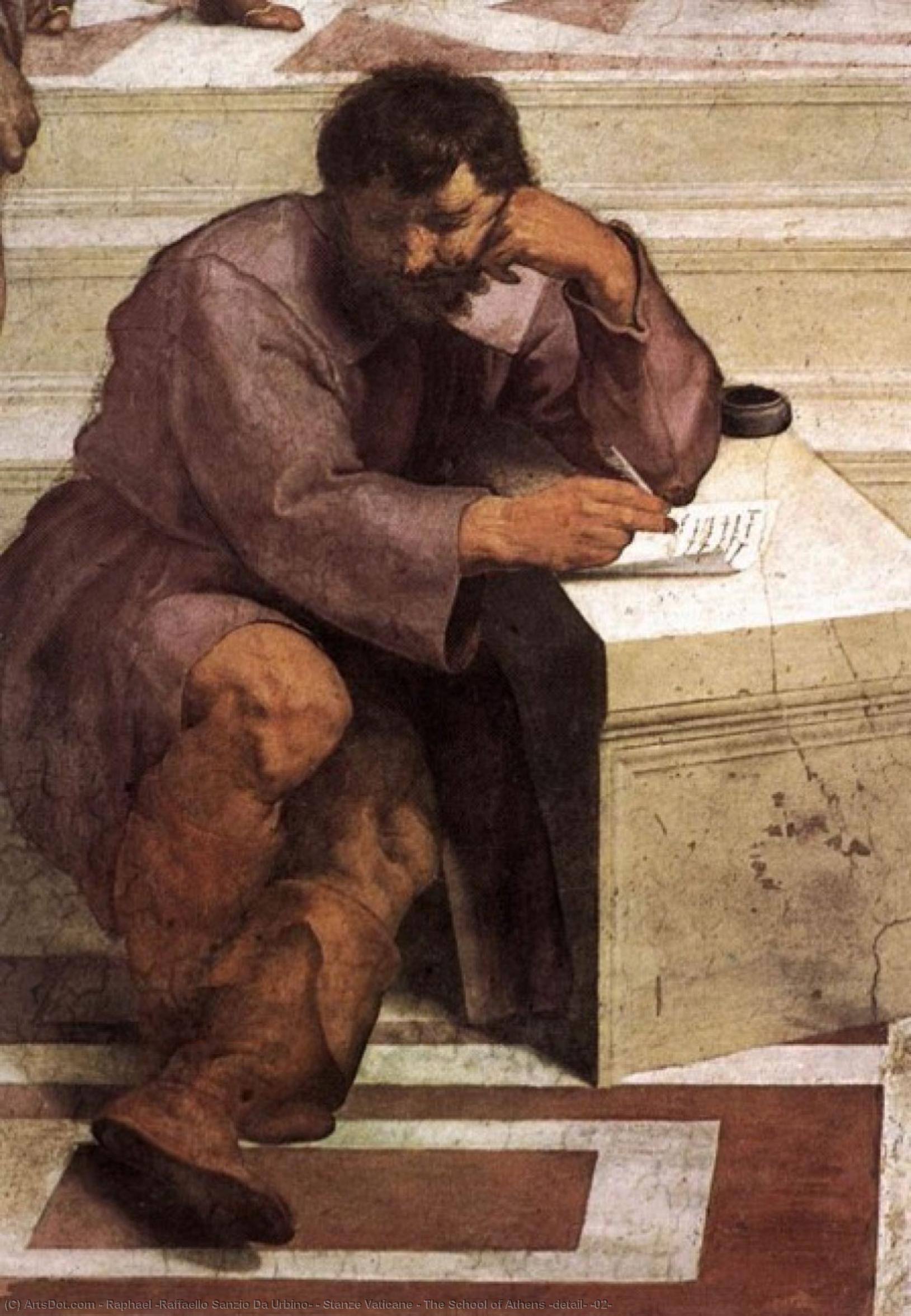Wikioo.org – L'Enciclopedia delle Belle Arti - Pittura, Opere di Raphael (Raffaello Sanzio Da Urbino) - stanze vaticane - la scuola di atene ( dettaglio ) [ 02 ]