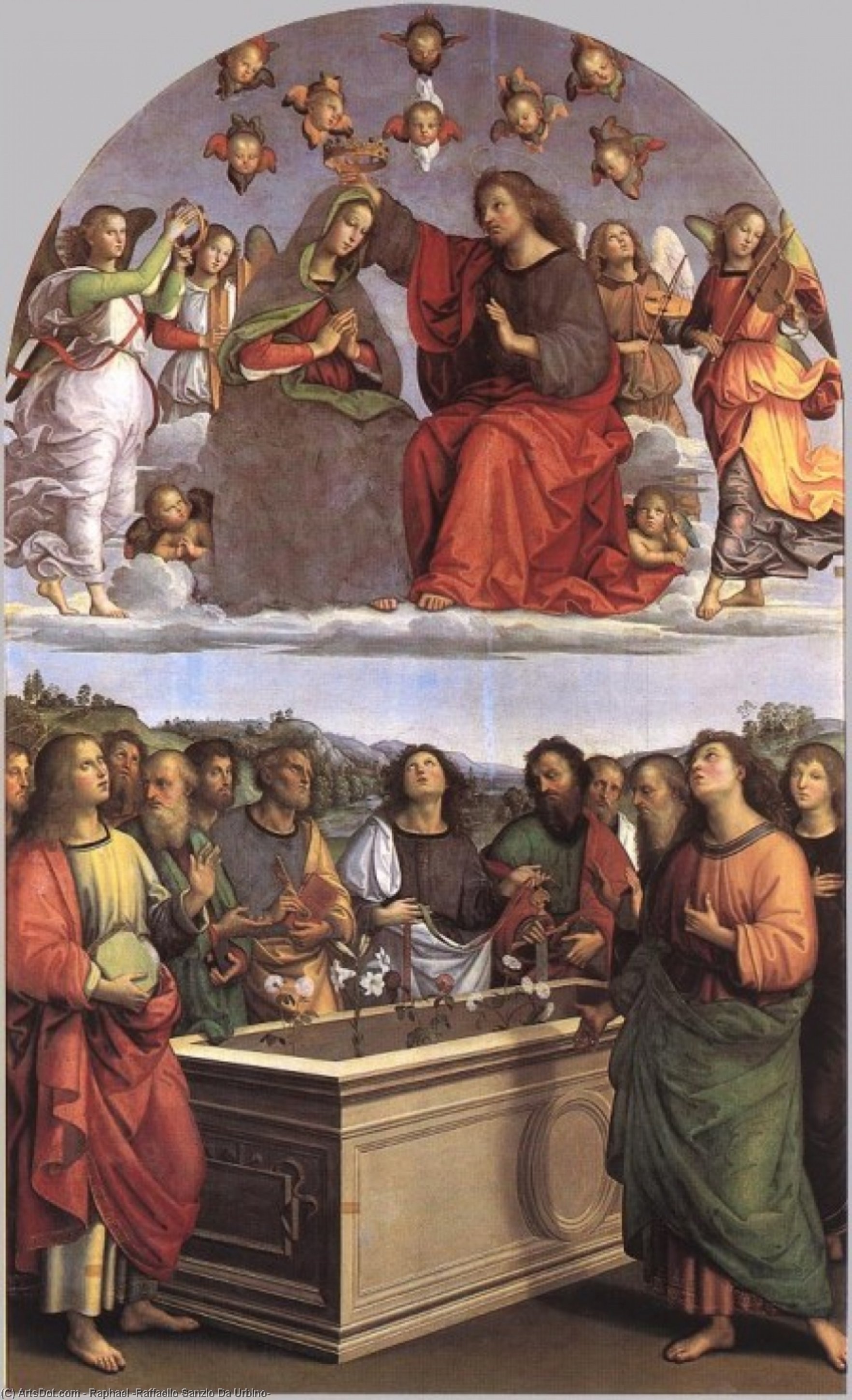 Wikioo.org - The Encyclopedia of Fine Arts - Painting, Artwork by Raphael (Raffaello Sanzio Da Urbino) - The Crowning of the Virgin