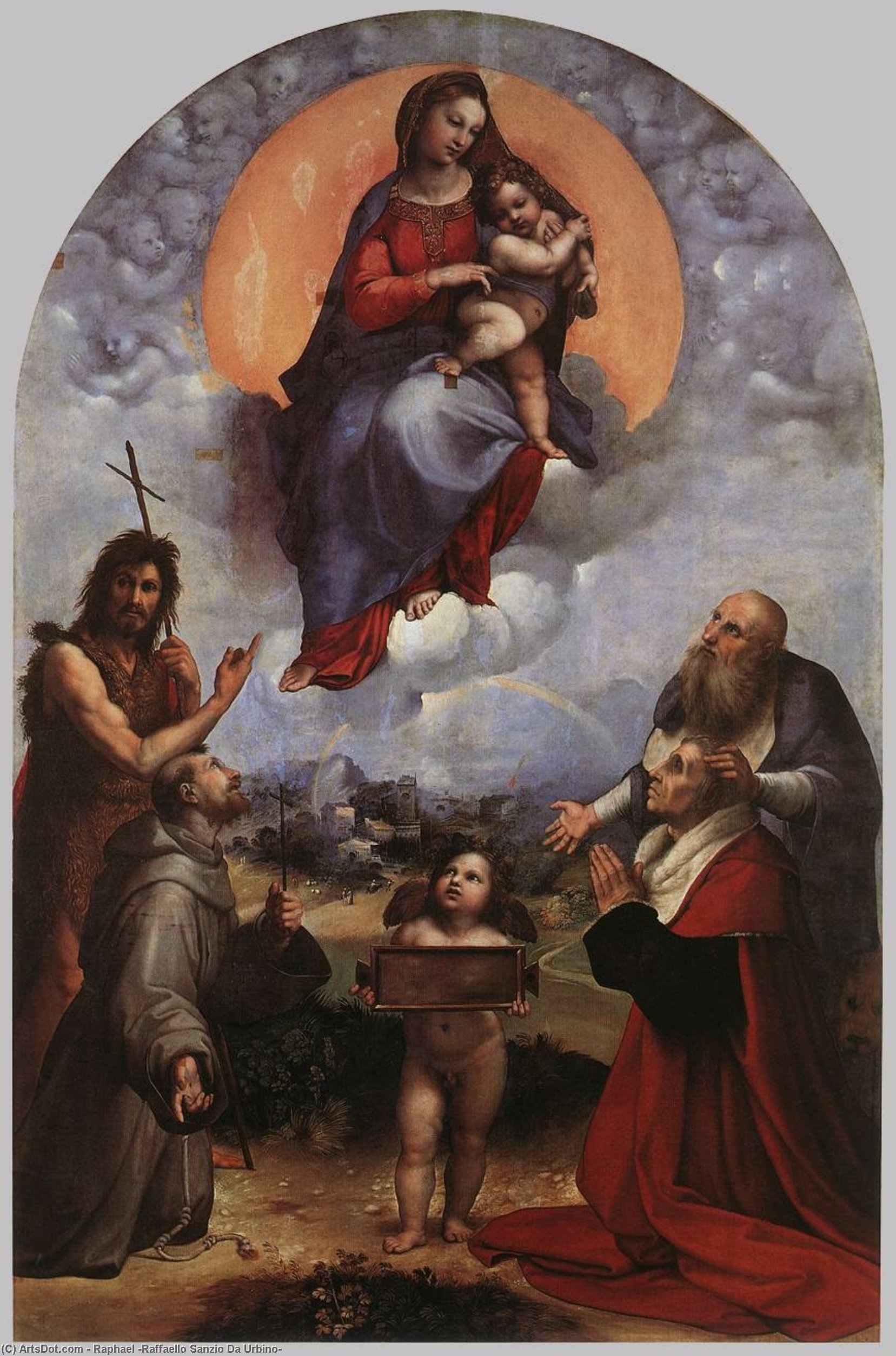 WikiOO.org - Enciklopedija likovnih umjetnosti - Slikarstvo, umjetnička djela Raphael (Raffaello Sanzio Da Urbino) - The Madonna of Foligno