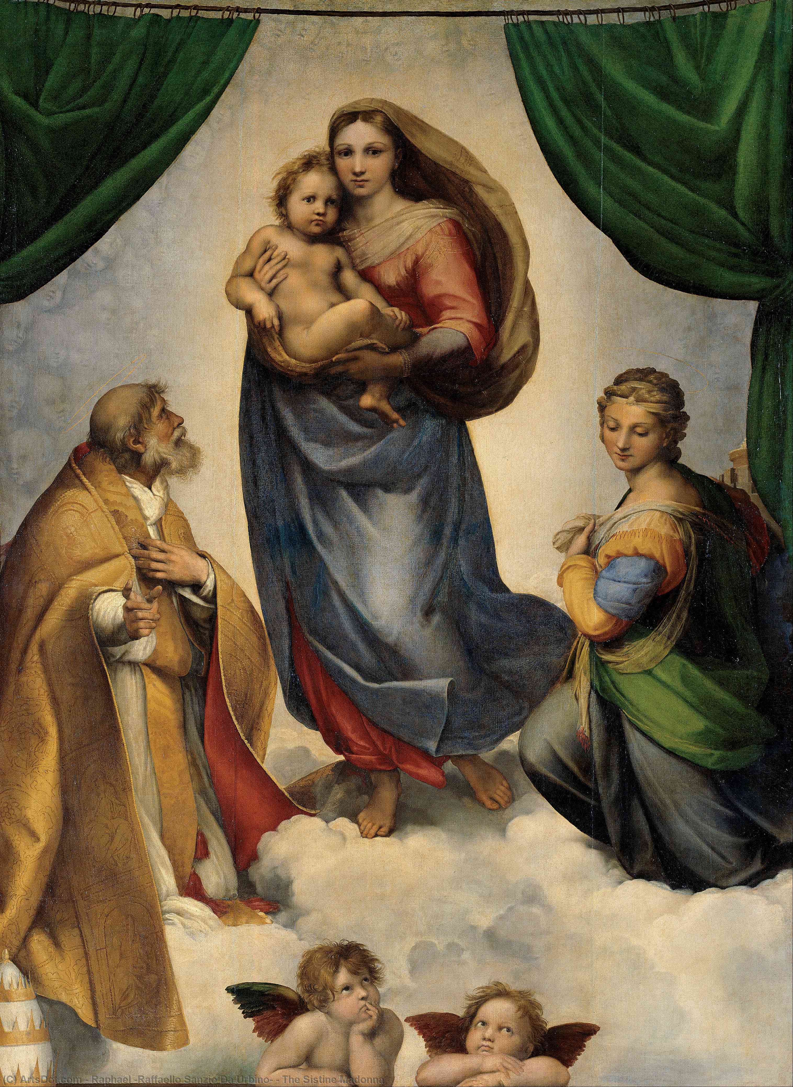 Wikioo.org – L'Encyclopédie des Beaux Arts - Peinture, Oeuvre de Raphael (Raffaello Sanzio Da Urbino) - la madone sixtine