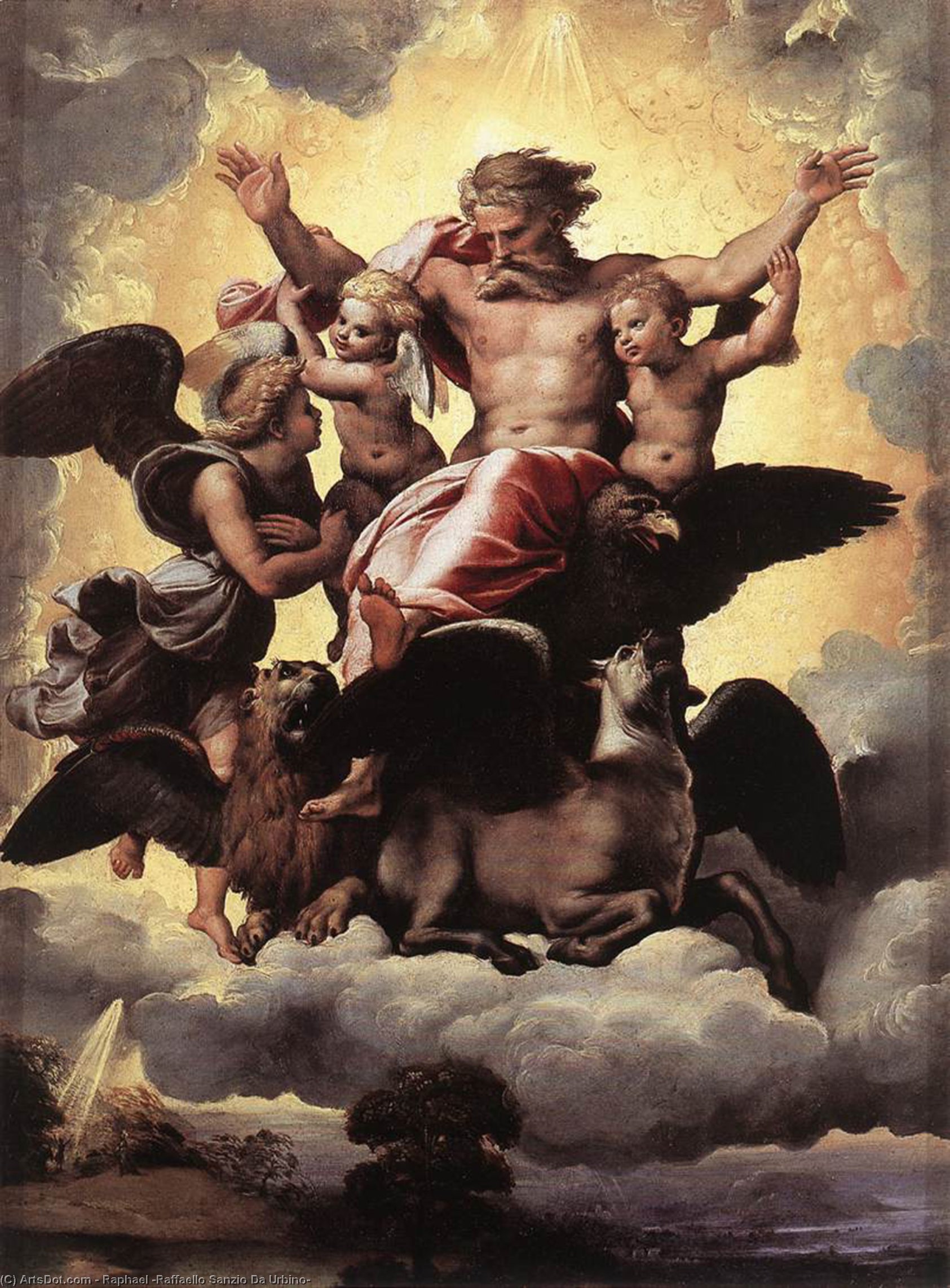 WikiOO.org - 백과 사전 - 회화, 삽화 Raphael (Raffaello Sanzio Da Urbino) - The Vision of Ezekiel