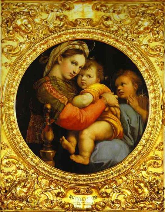 Wikioo.org - สารานุกรมวิจิตรศิลป์ - จิตรกรรม Raphael (Raffaello Sanzio Da Urbino) - Madonna della Sedia