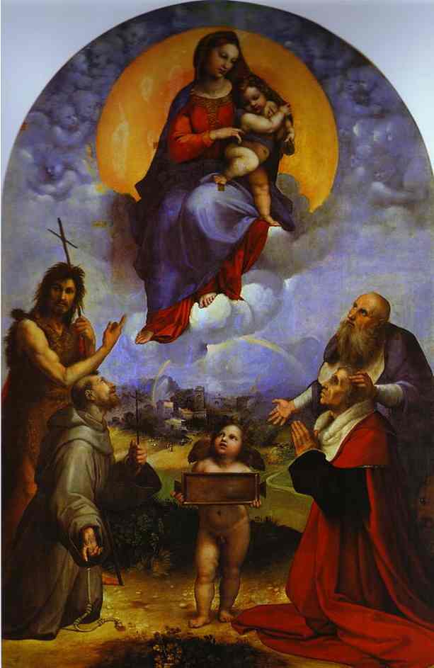 Wikioo.org - Die Enzyklopädie bildender Kunst - Malerei, Kunstwerk von Raphael (Raffaello Sanzio Da Urbino) - madonna di foligno