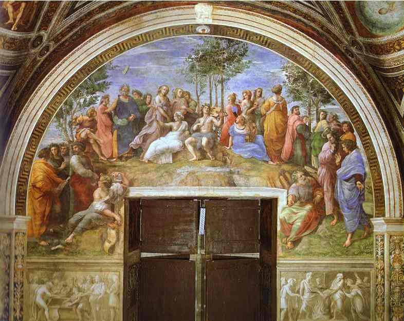 WikiOO.org - Енциклопедия за изящни изкуства - Живопис, Произведения на изкуството Raphael (Raffaello Sanzio Da Urbino) - Parnasus