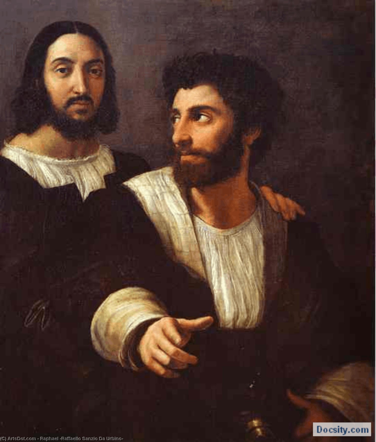 Wikioo.org – L'Enciclopedia delle Belle Arti - Pittura, Opere di Raphael (Raffaello Sanzio Da Urbino) - Self-Portrait con un amico